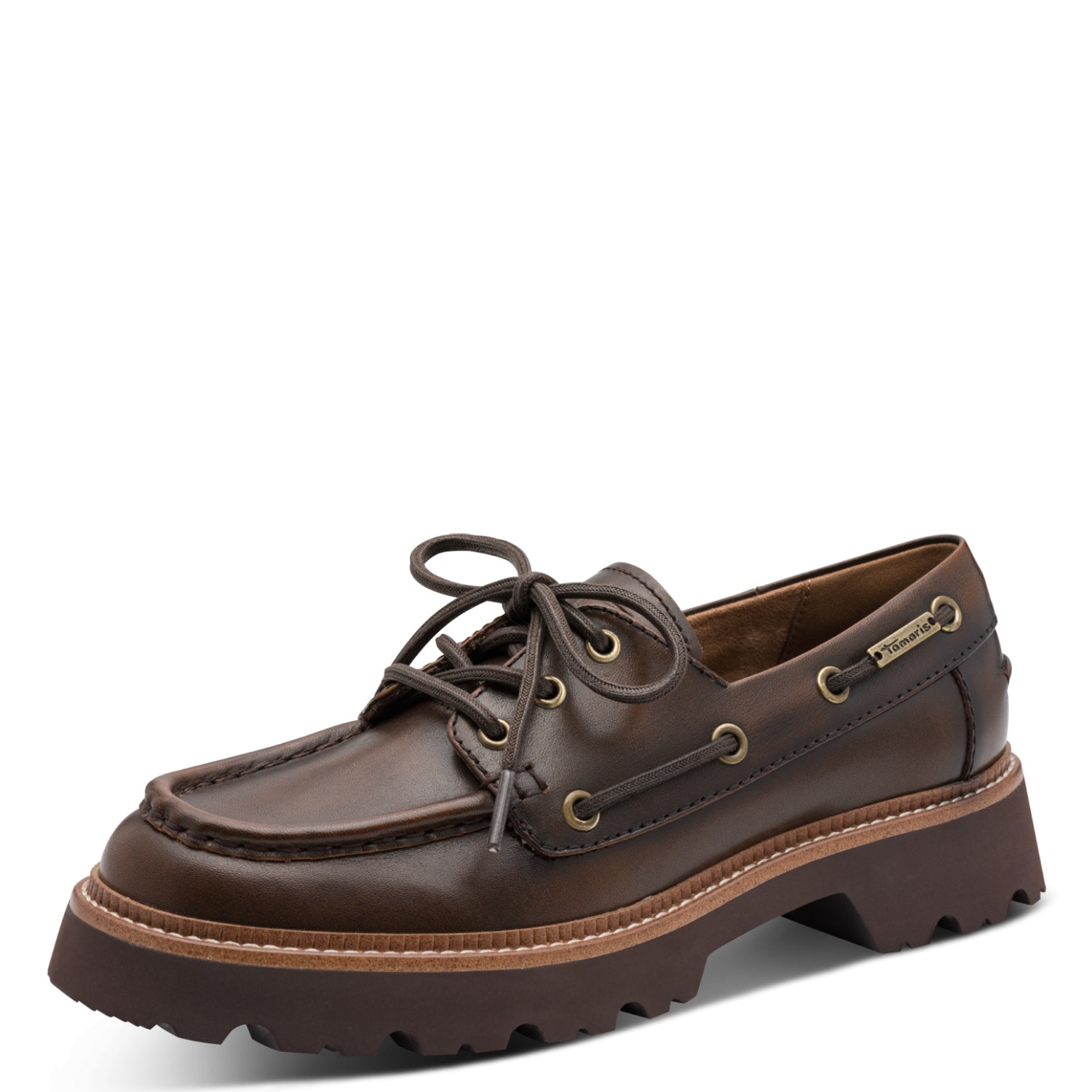 Tamaris Schnürschuh  Halbschuh, Bootsschuh mit modischen Durchzügen