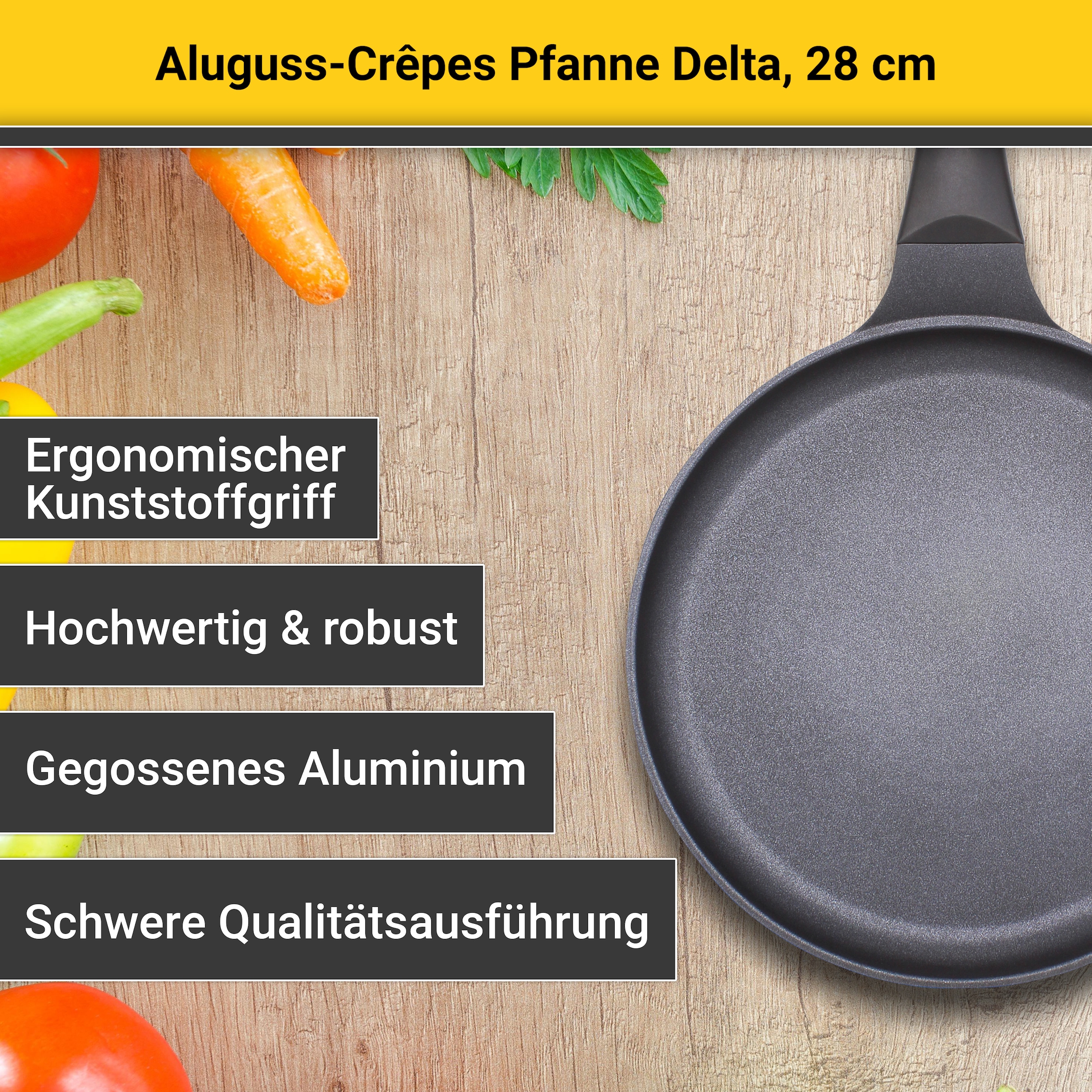 Krüger Crêpepfanne »Delta«, Aluminiumguss, für Induktions-Kochfelder geeignet