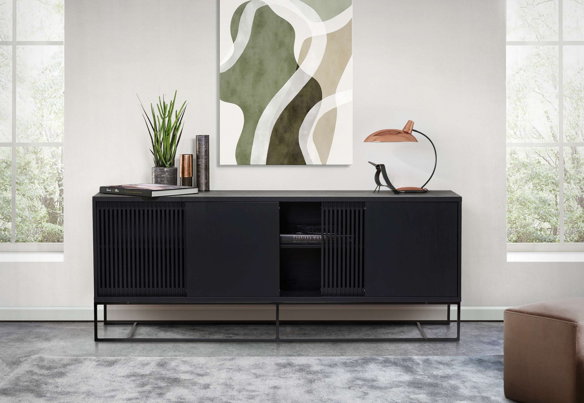 Buffet 4 Portes Coulissantes "Ende" 188cm Noir