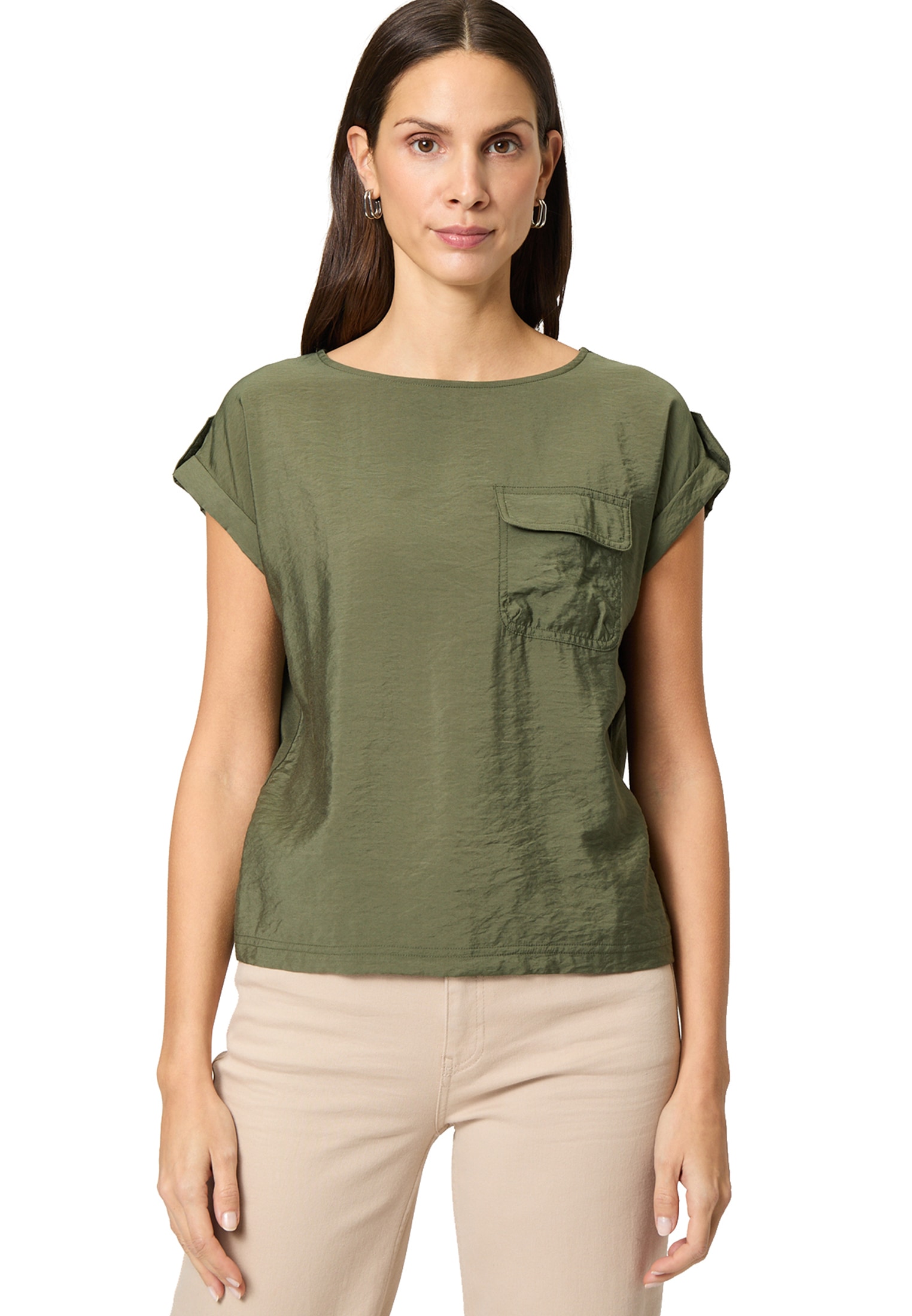 Zero Kurzarmshirt »Shirt mit Klappentasche«