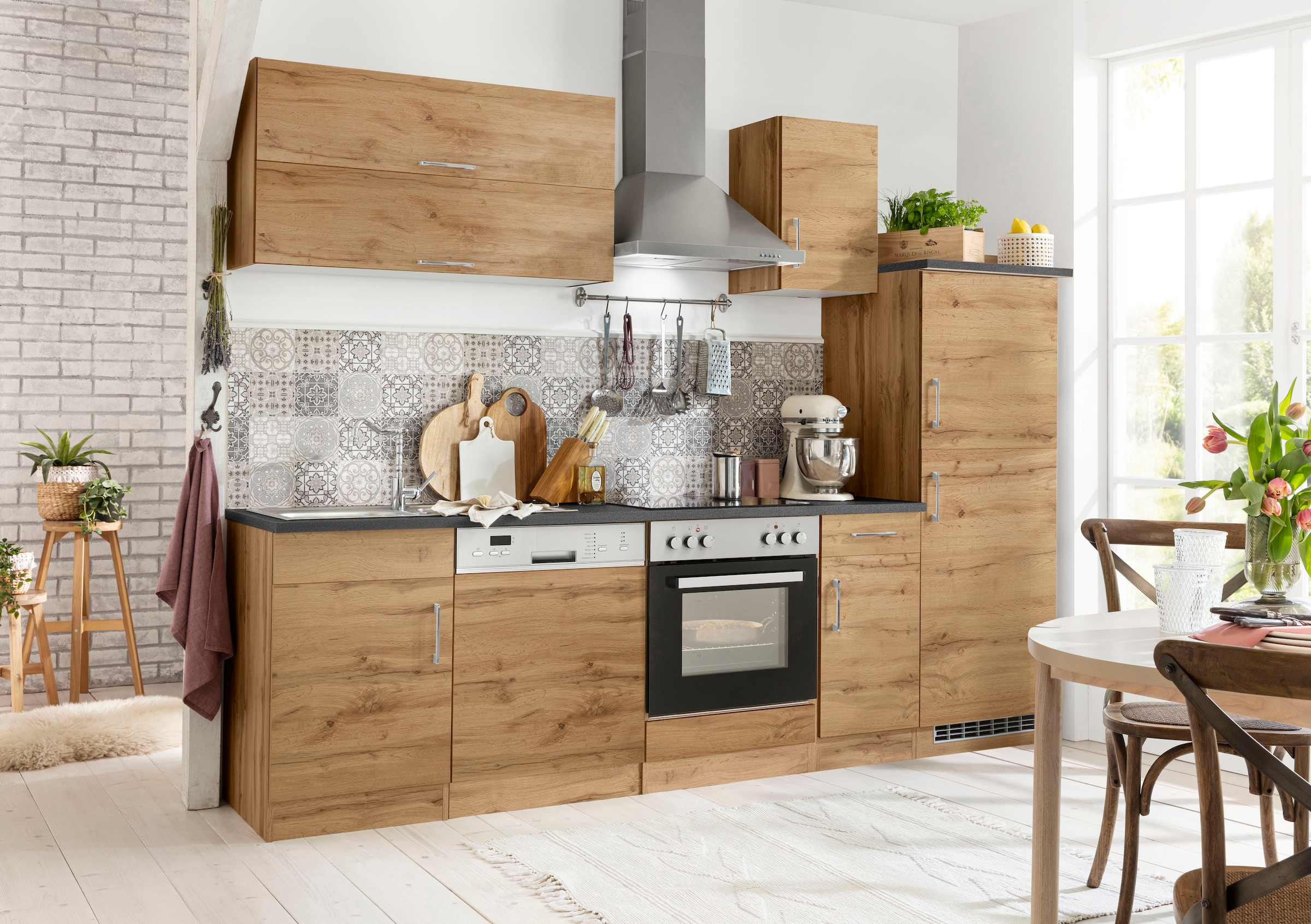 KOCHSTATION Küchenzeile »KS-Colmar« mit E-Geräten, Breite 270 cm