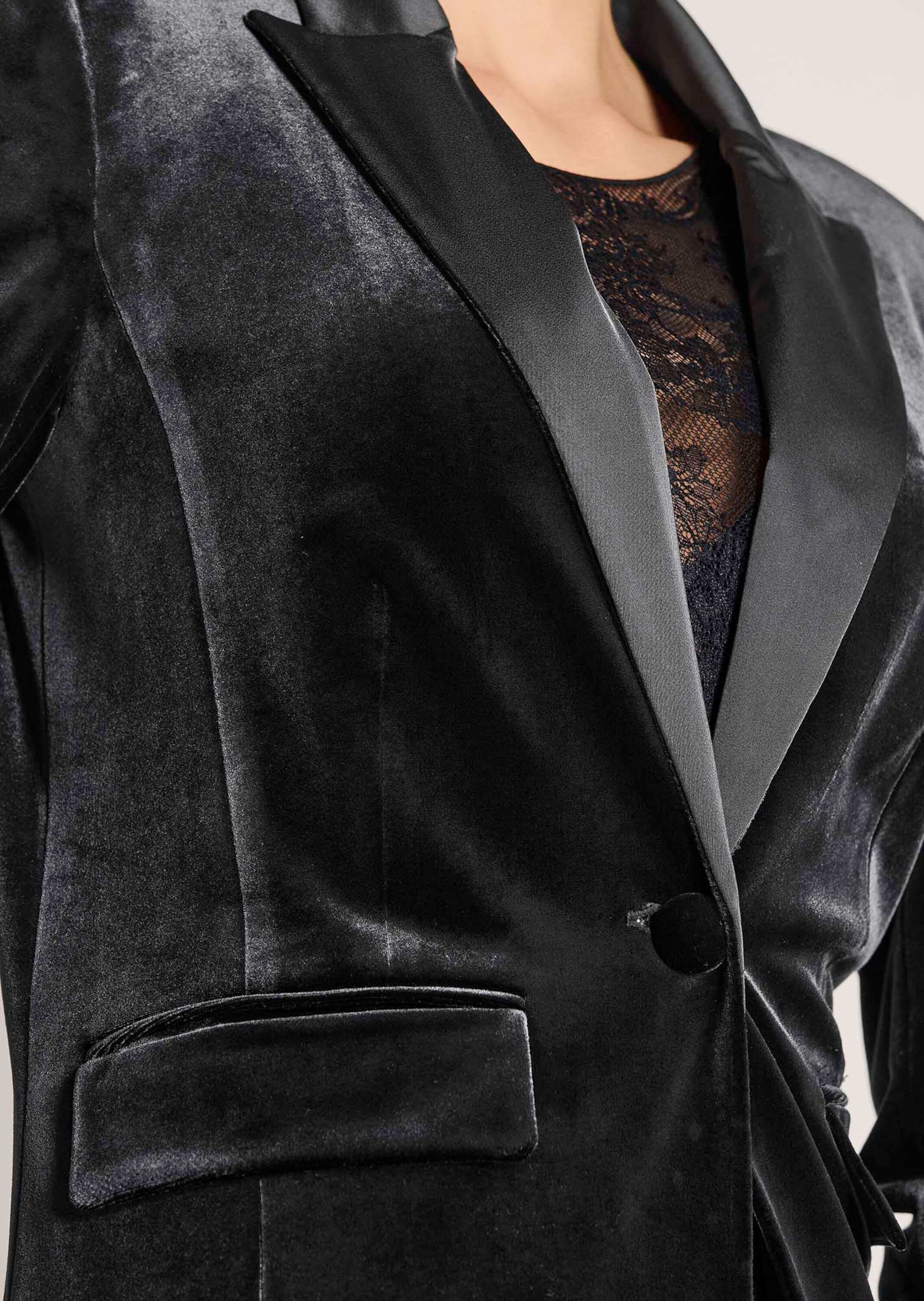 MADELEINE Longblazer »Samtjacke Samtblazer mit Reverskragen«