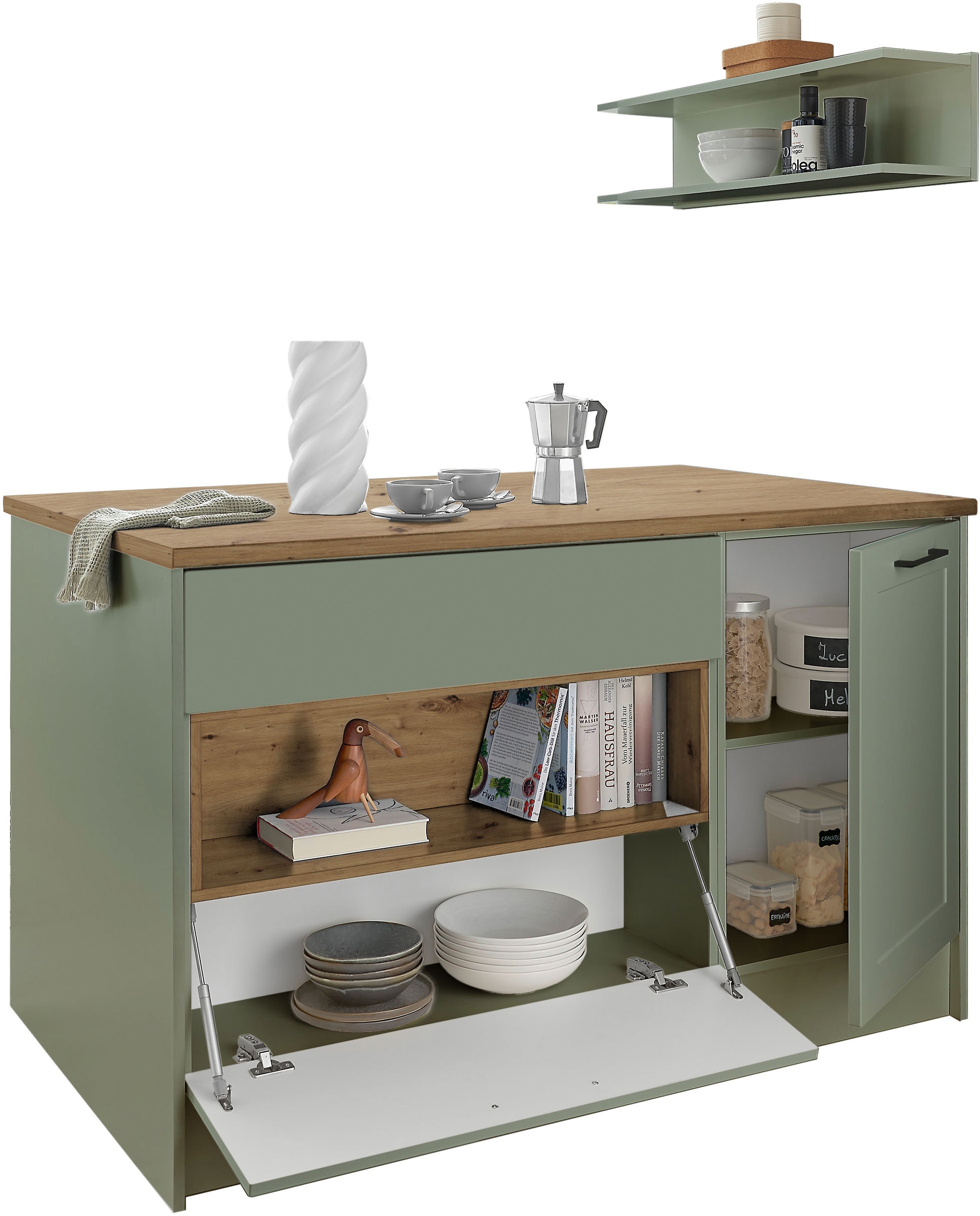 BASIC by Balculina Kücheninsel »Marsi« Breite 145 cm, Türen und Schubkästen Sofclose, beidseitig nutzbar