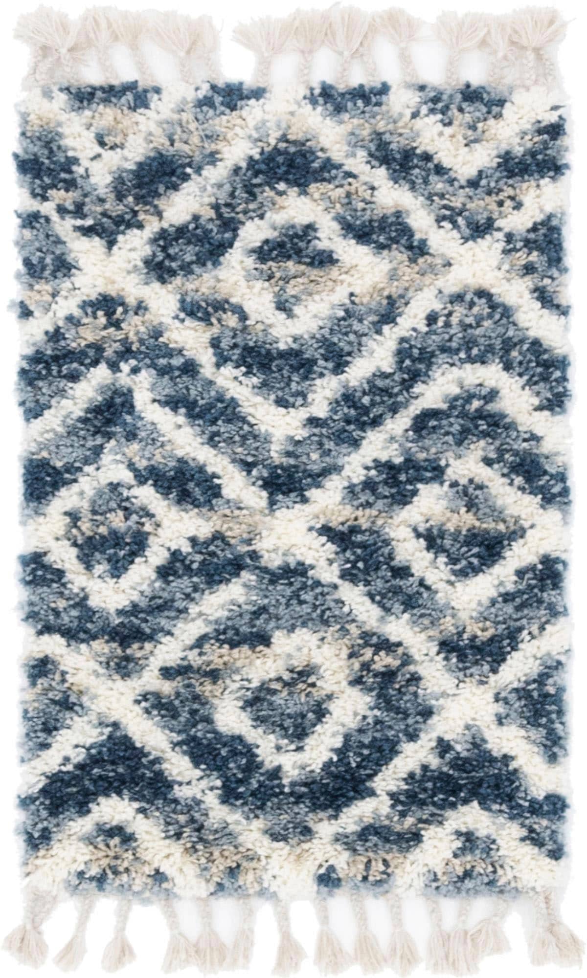 Myflair Möbel & Accessoires Hochflor-Teppich »Top Shag Lagerräumung«, rechteckig, 32 mm Höhe, gewebt, Rauten Design, melierte Optik, weich & kuschelig, mit Fransen