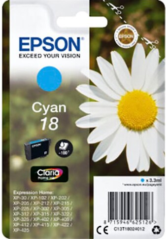 Epson Tintenpatrone »18, C13T18024012«, original Druckerpatrone 18 cyan kaufen