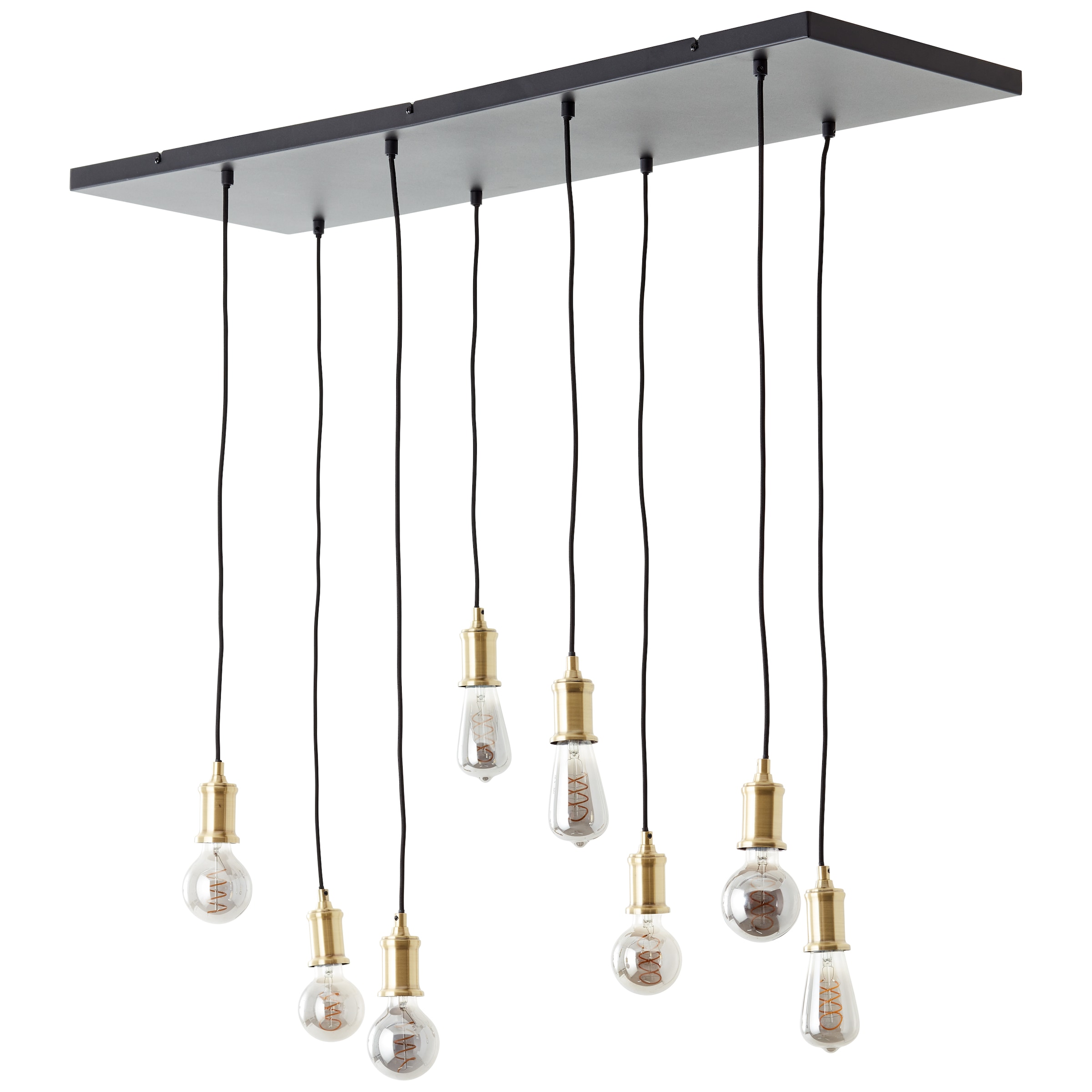 Brilliant Pendelleuchte »Darcia« E27 1 Stk. 133 x 35 x 110 cm, 8 x E27, kürzbar, Metall, messingfarben/schwarz