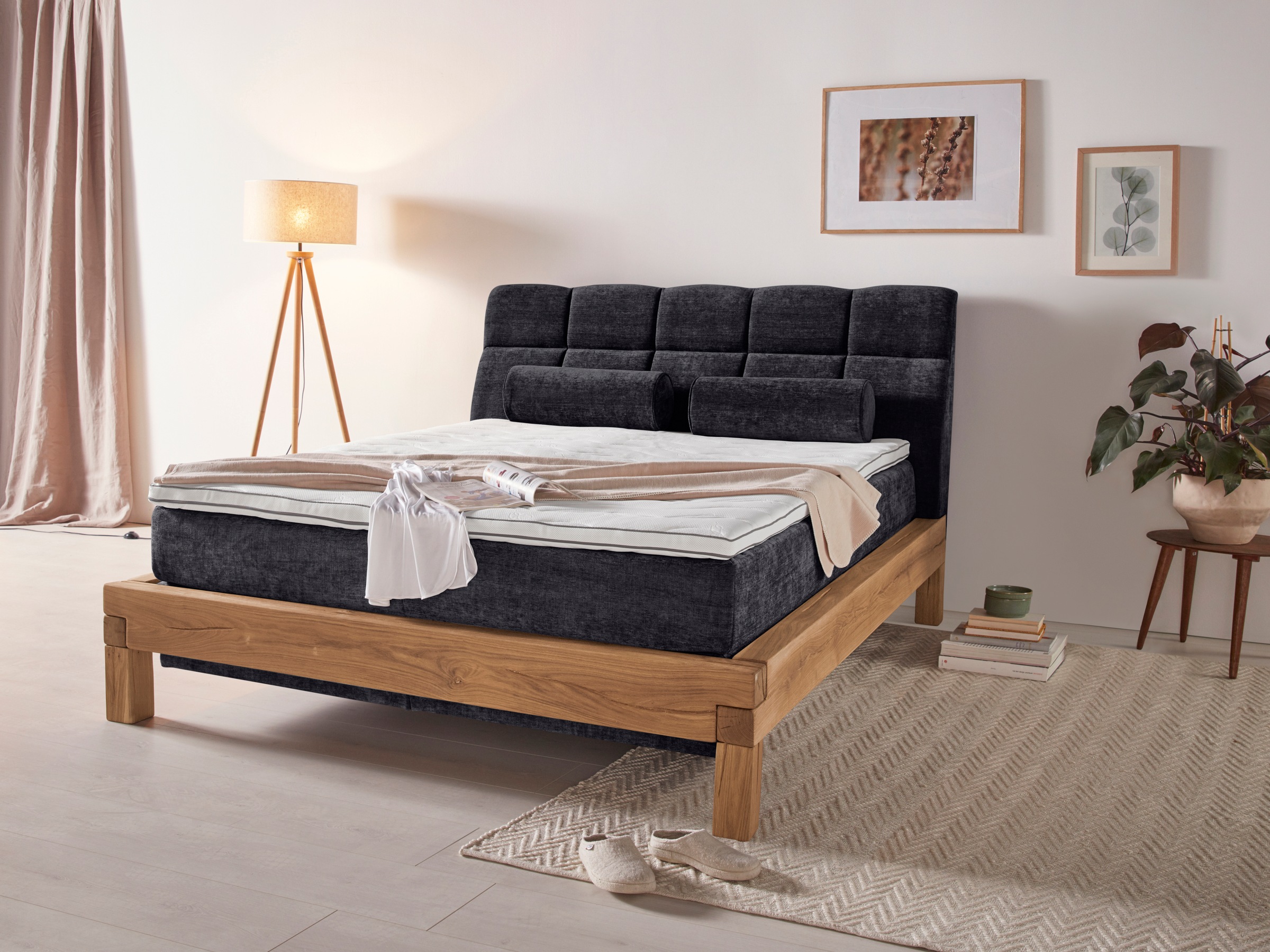 Home affaire Boxspringbett »Villads« Liegefläche: 160/200 cm aus Balkeneiche, Inside-Boxspring-Unterbau