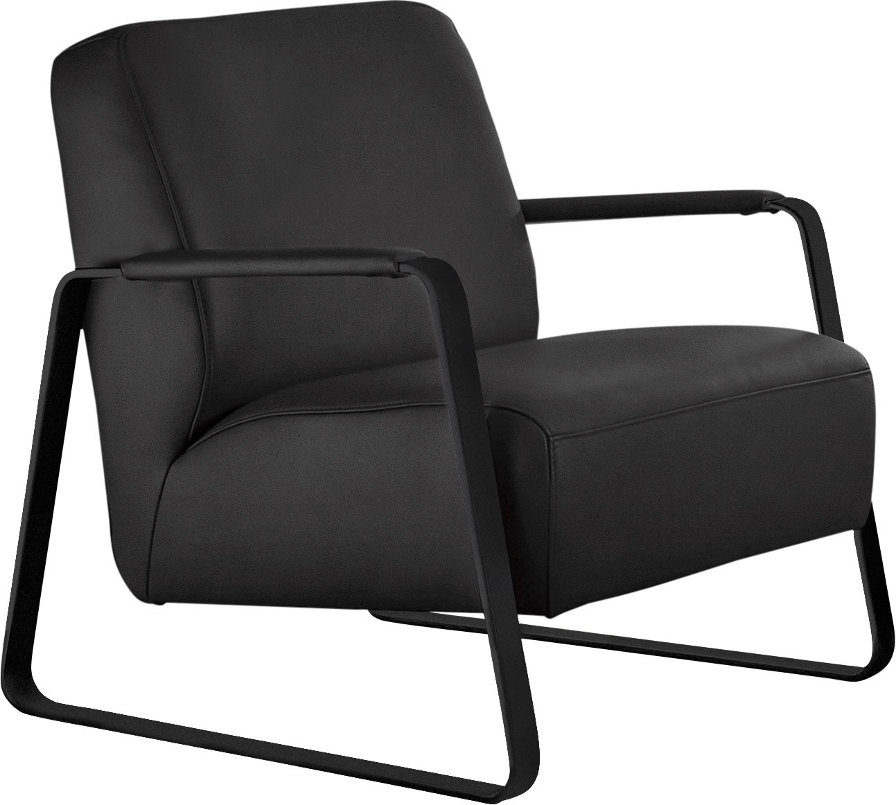 W.SCHILLIG Cocktailsessel »quadroo Loungesessel,« mit bezogenen Armlehnen, Gestell in Schwarz pulverbeschichtet