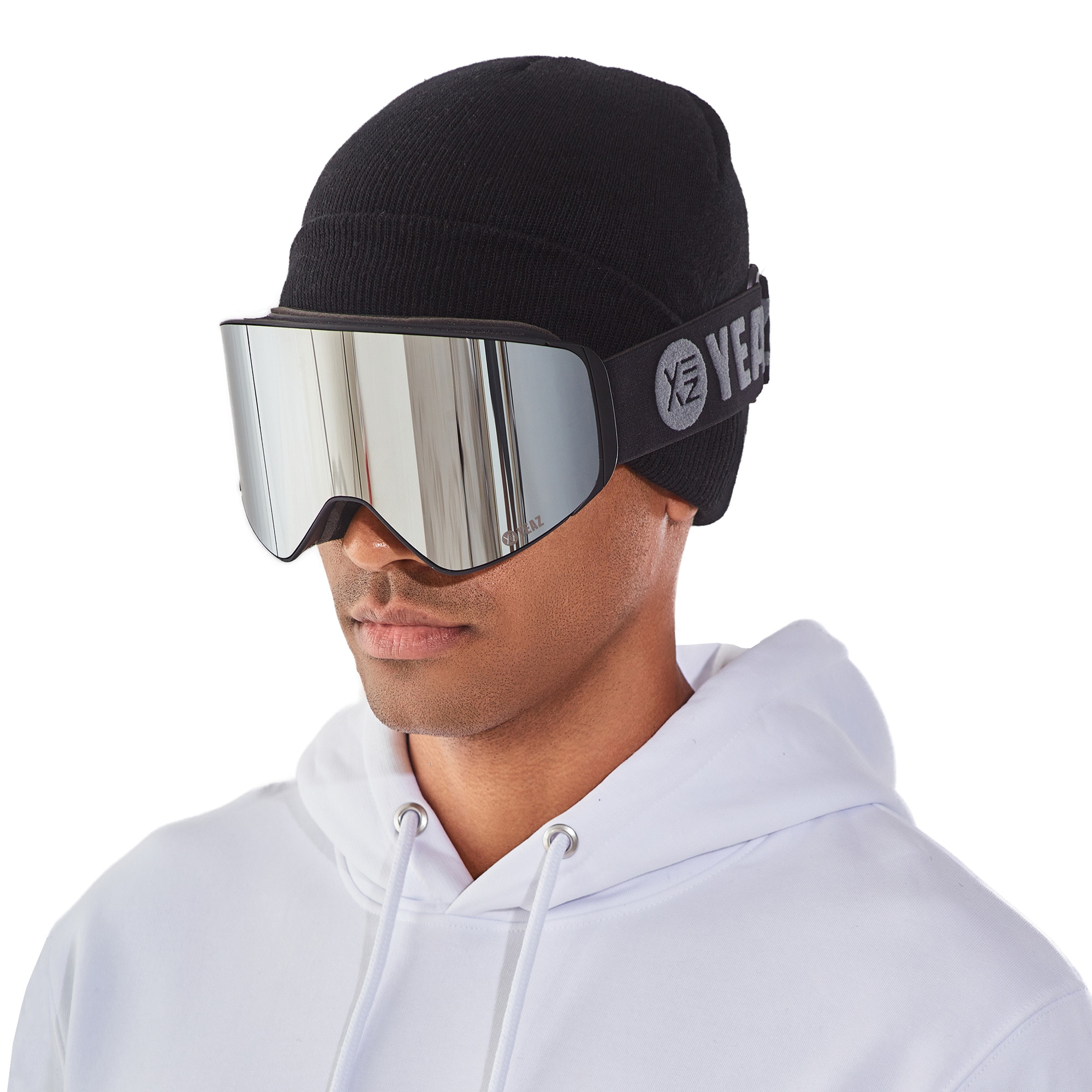 YEAZ Snowboardbrille »Magnet-Ski-Snowboardbrille silber verspiegelt/schwarz APEX«