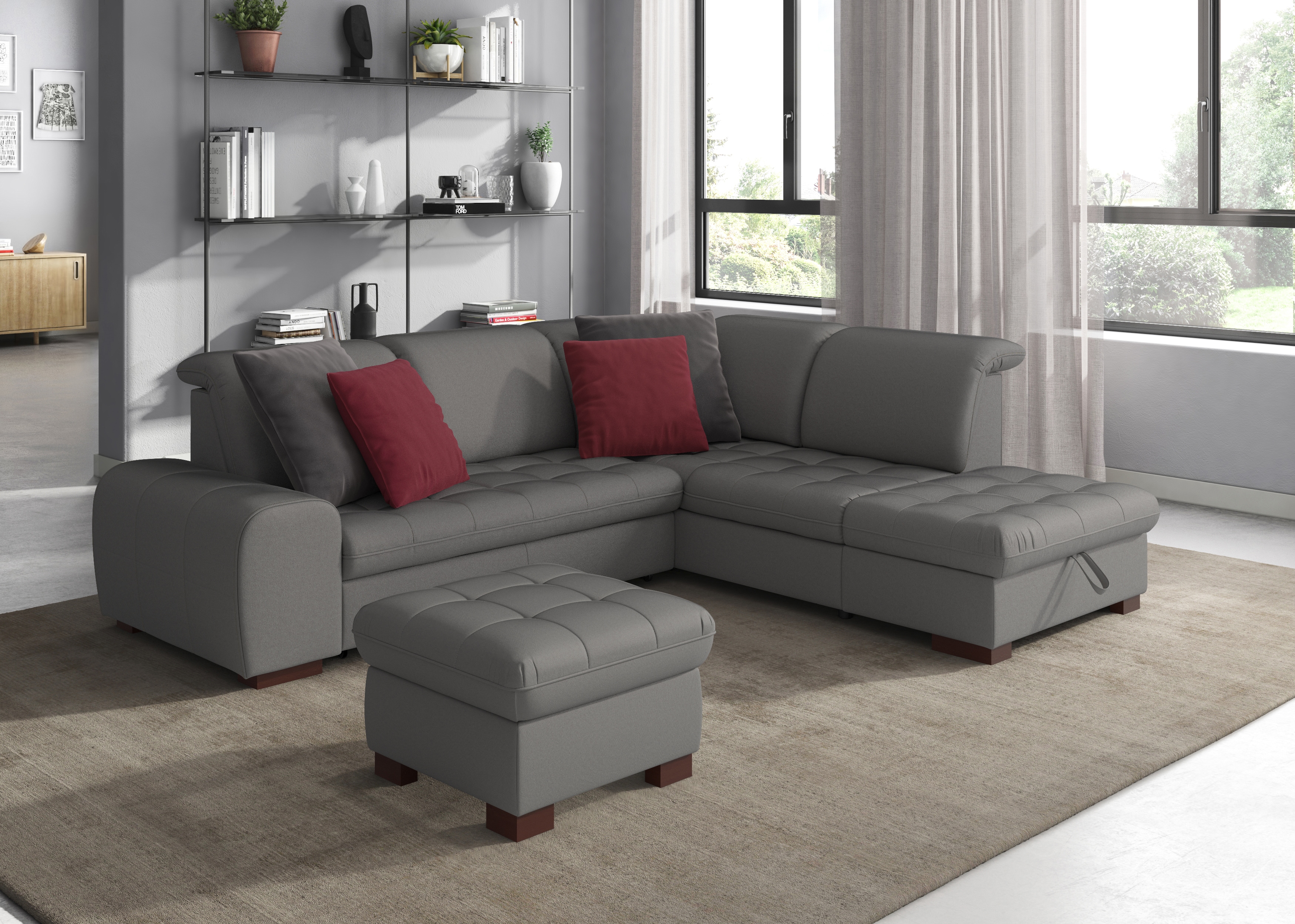 sit&more Ecksofa "Luxor L-Form" wahlweise mit Schlaffunktion, Stauraum und Kopfteilverstellung