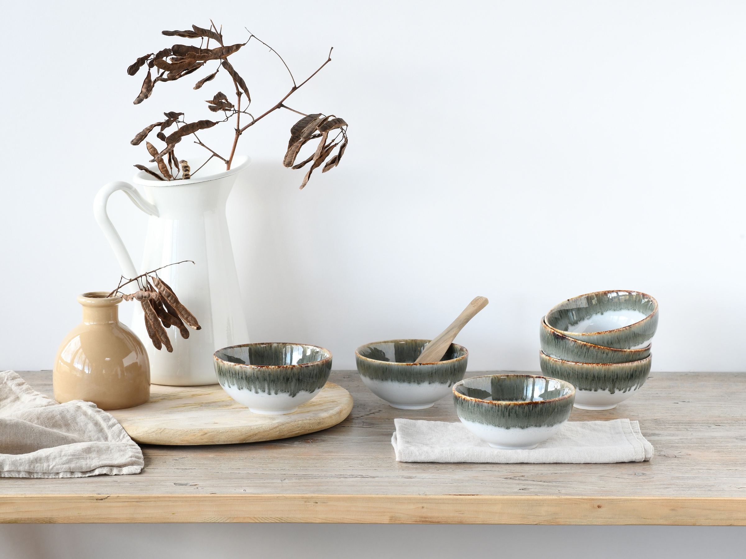 CreaTable Dipschale »Cascade, Schale 6-tlg« 6 Stk. aus Steinzeug Rekativglasur, Healthy Food