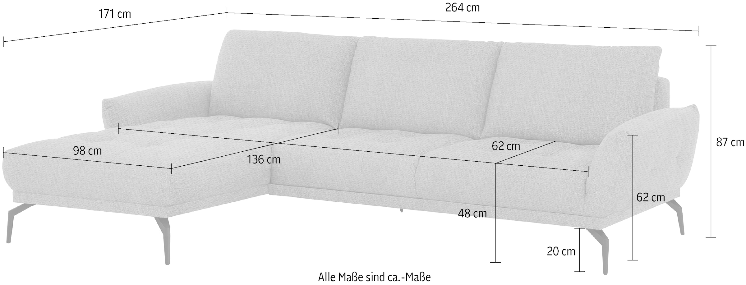 exxpo - sofa fashion Ecksofa »NICEA, erstklassiger Komfort, tolle Details, Holzsockel in eiche geölt«, In hochwertiger Verarbeitung und ergonomische Sitzposition