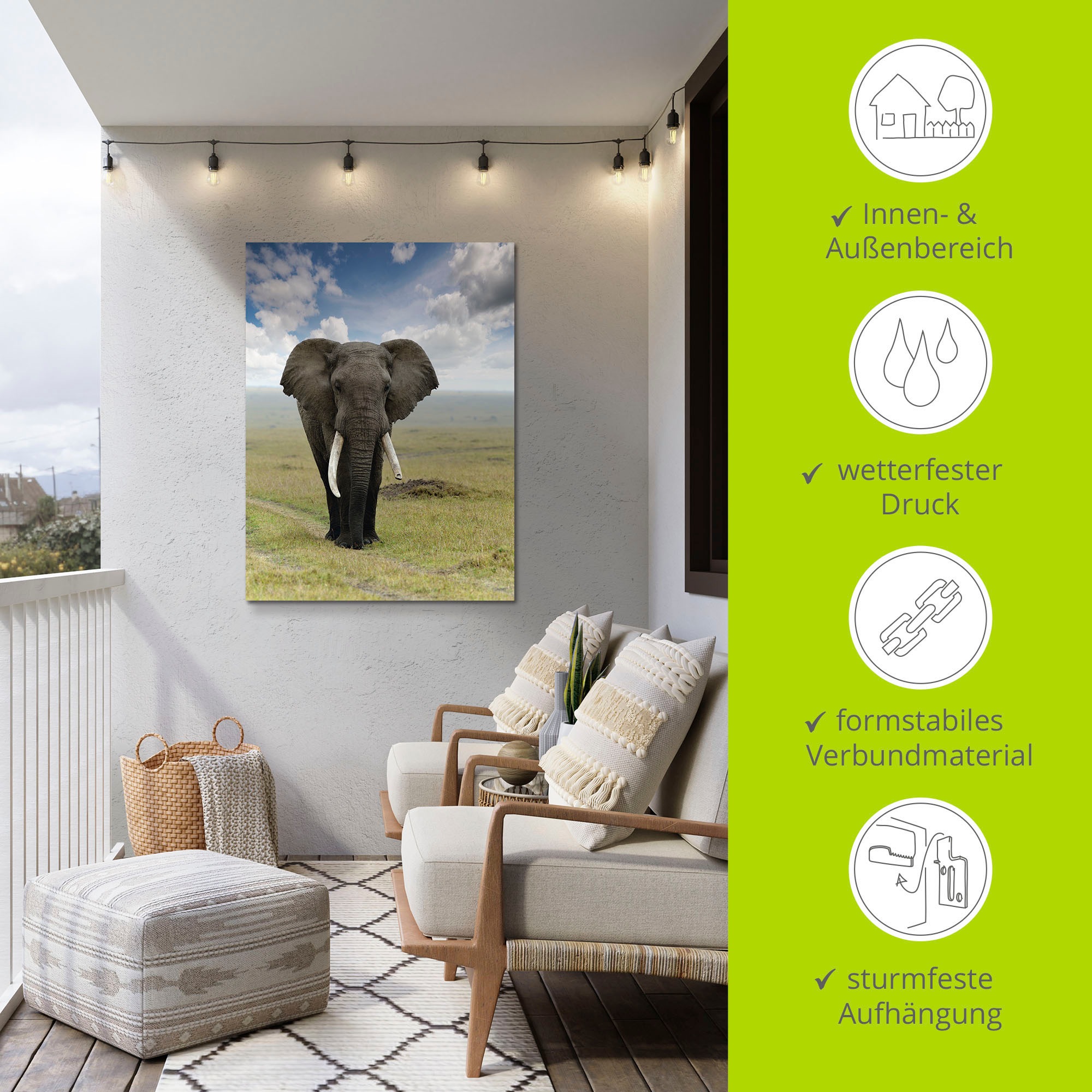 Artland Wandbild »Elefant« Wildtiere 1 Stk. tlg. als Alubild, Leinwandbild in verschied. Größen