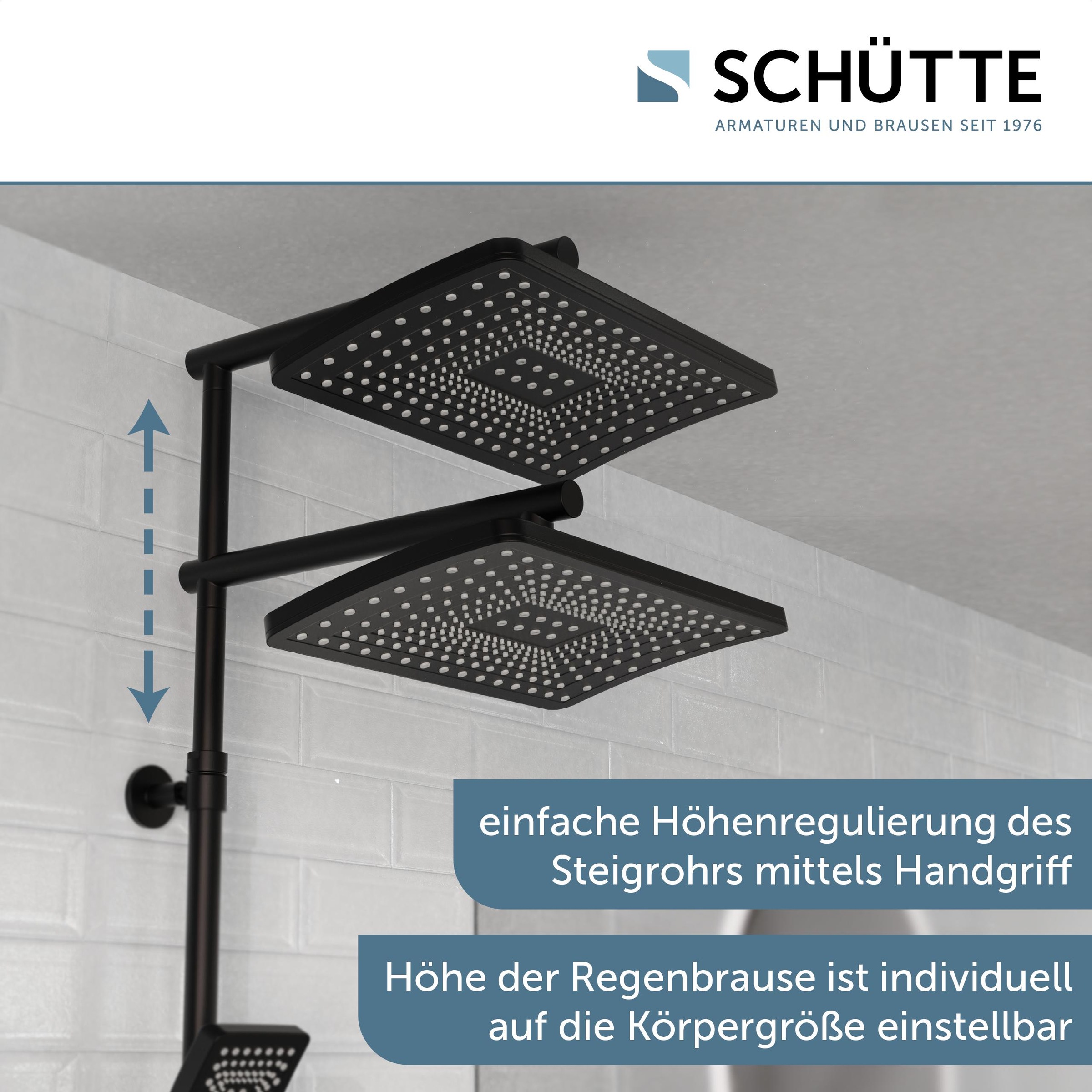Schütte Duschbrause »TRENTO«, (Set), mit Thermostatarmatur, 3-fach verstellbar, Antikalk-Noppen