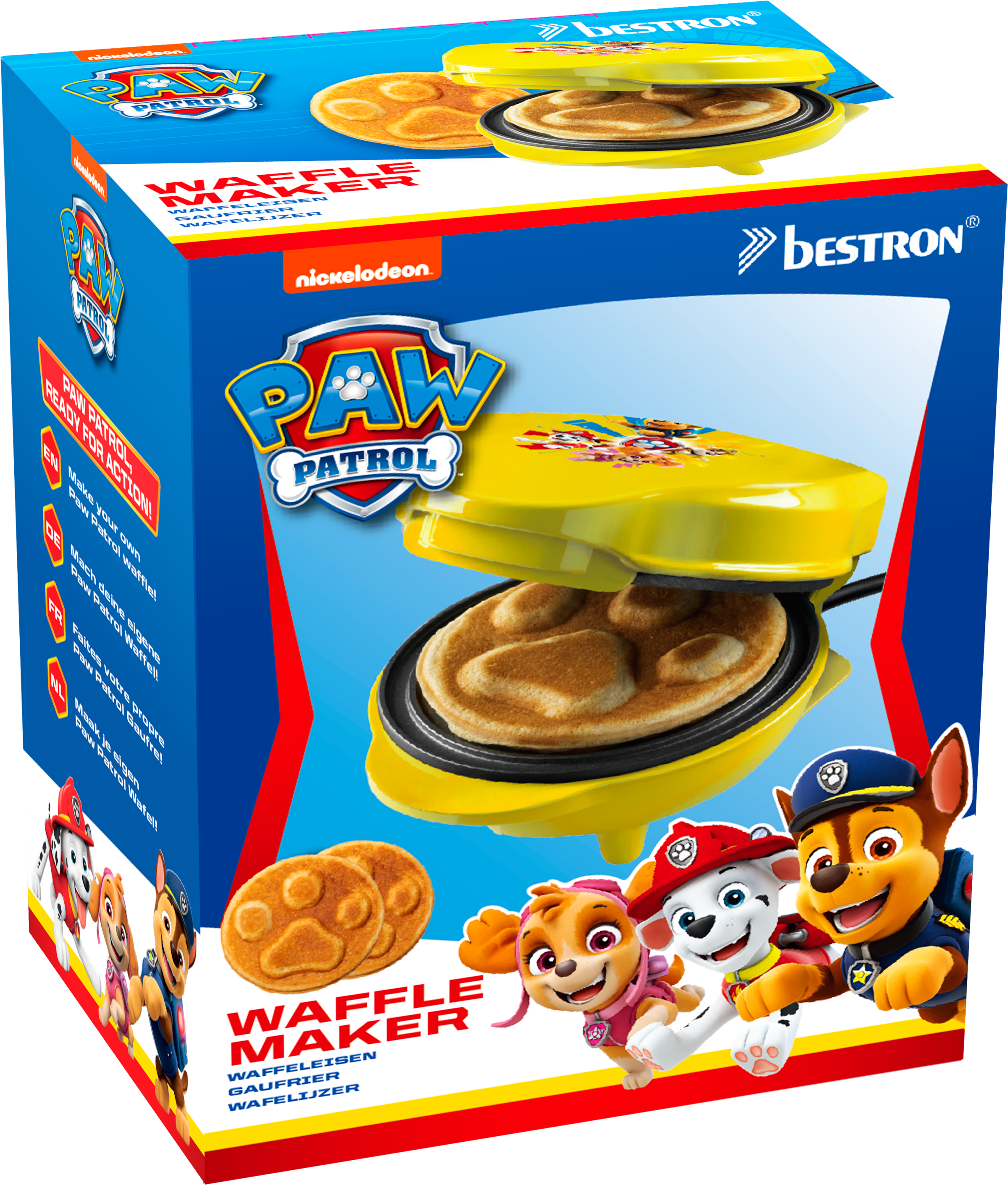 bestron Waffeleisen »APP500Y Paw Patrol«, 550 W, im einzigart. Design, für Kindergeburtst., Ostern & Weihnachten., Gelb