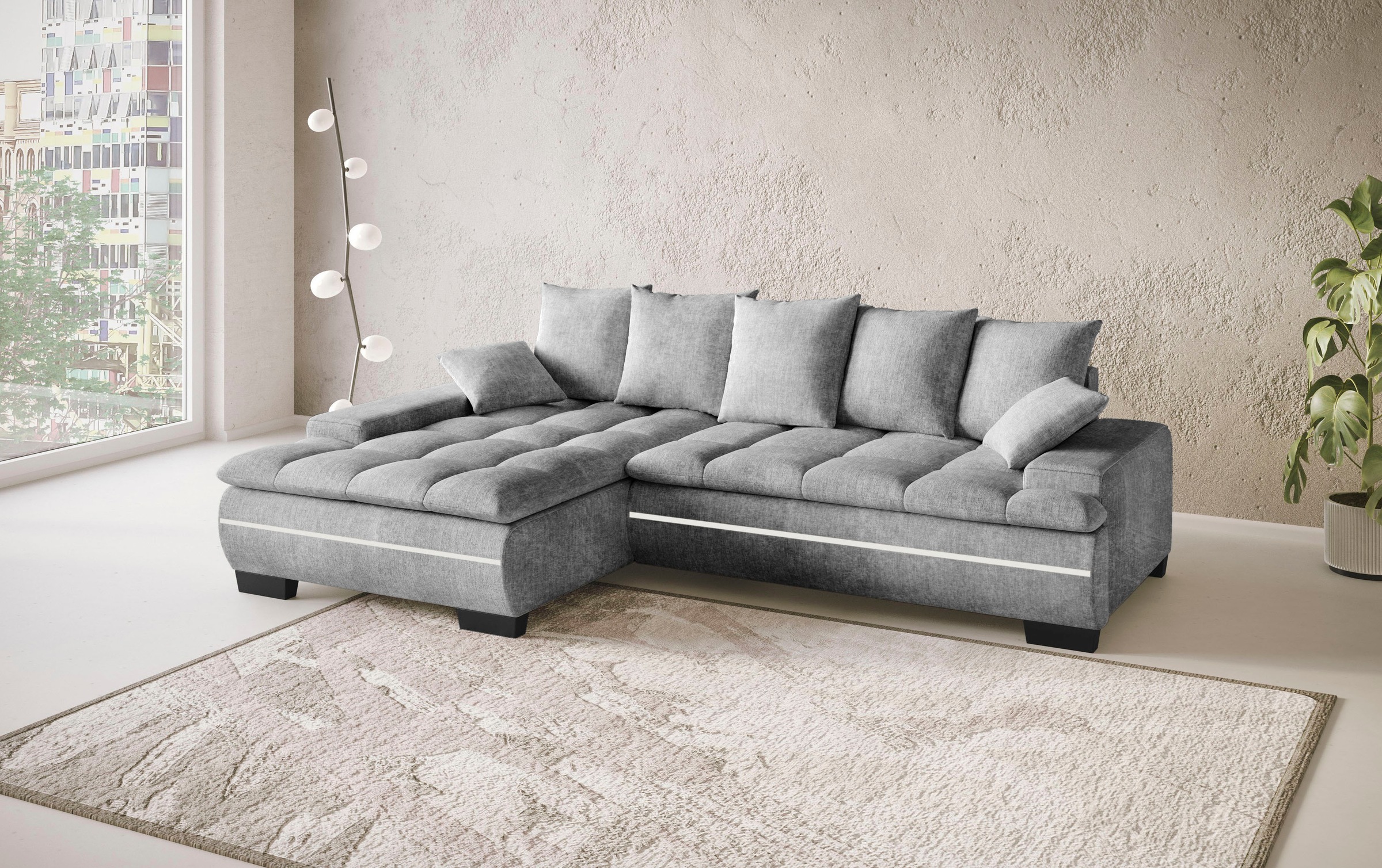 Mr. Couch Ecksofa »Haiti II, L-Form«, RGB-LED Beleuchtung, Kaltschaum, wahlweise mit Bett, Bettkasten