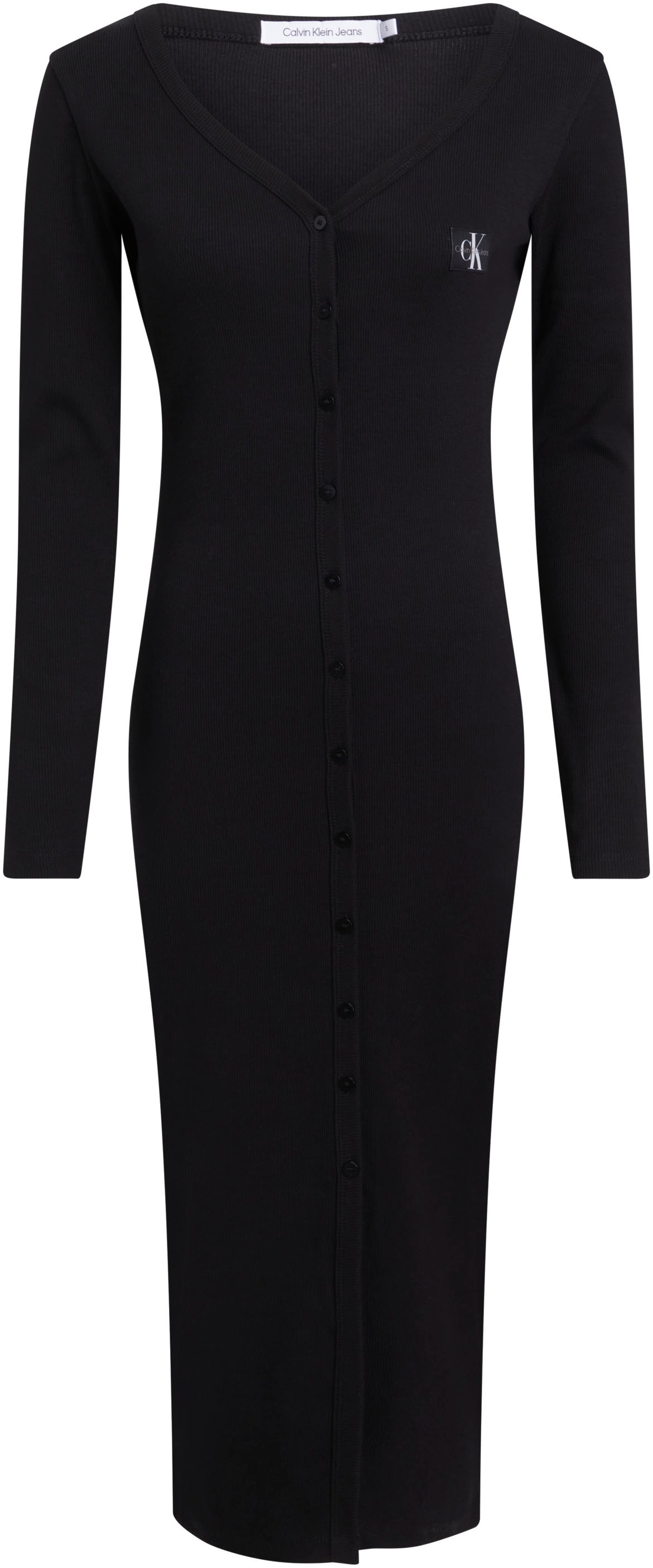 Calvin Klein Jeans Jerseykleid »LABEL LONG SLEEVE RIB DRESS«