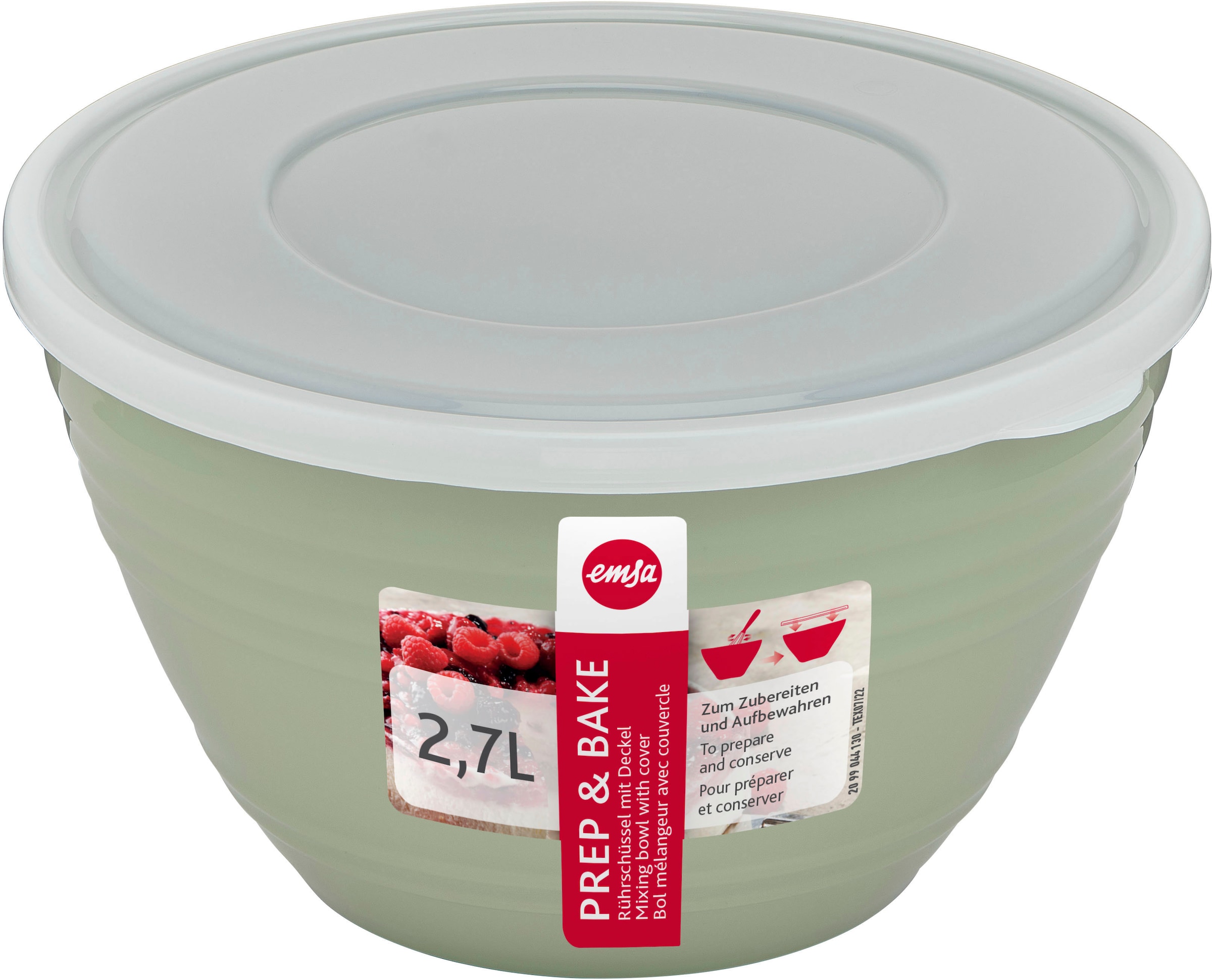 Emsa Rührschüssel »Prep&Bake«, 1 tlg., aus Kunststoff, mit konservierendem Deckel, rutschfester Boden, Ausgießlippe