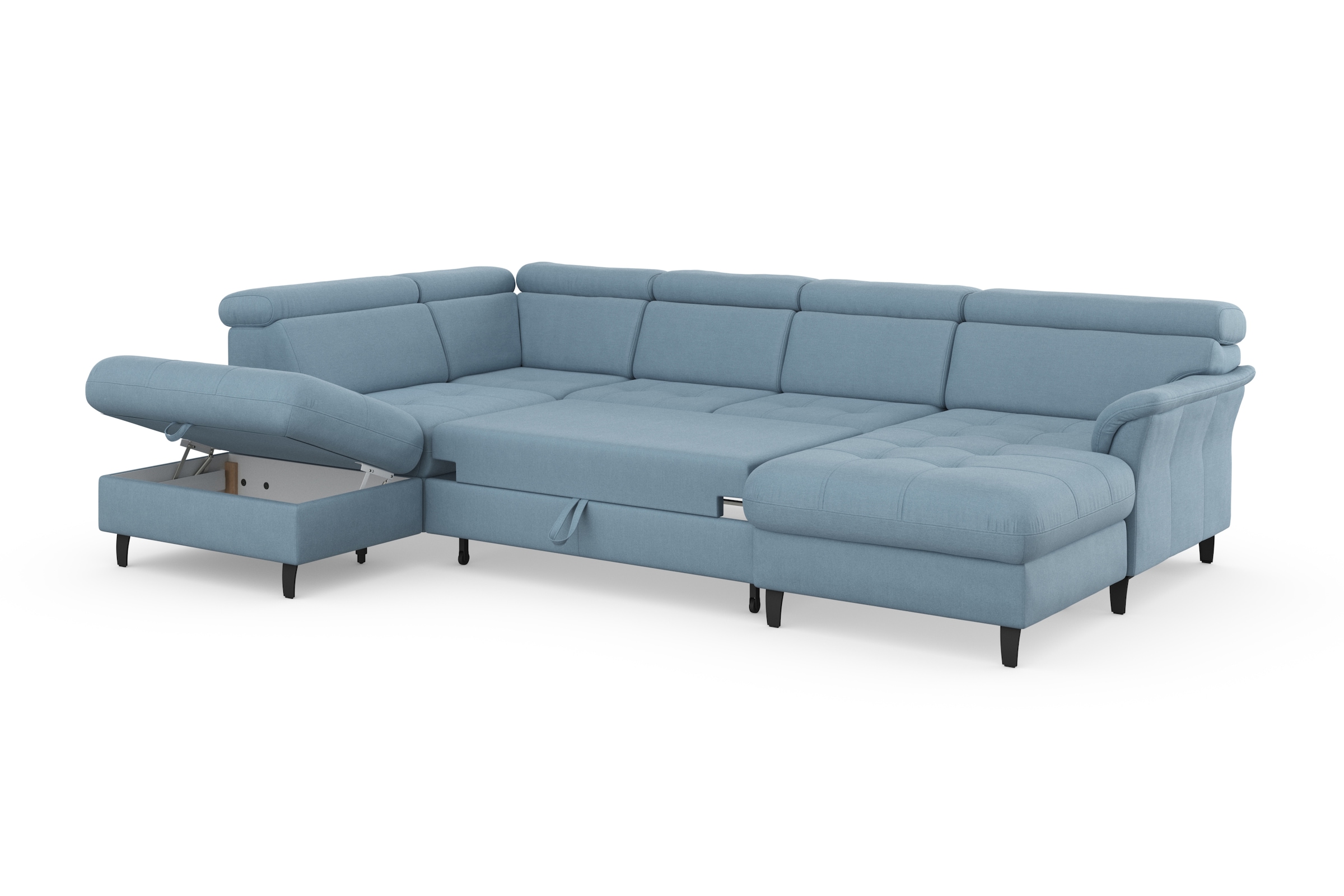 sit&more Wohnlandschaft »Marano U-Form«, inklusive Kopfteilverstellung, wahlweise mit Bettfunktion, Bettkasten