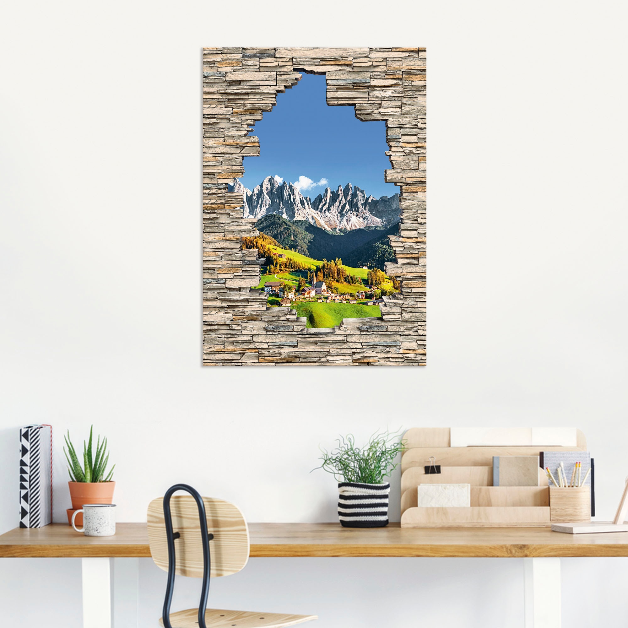 Artland Wandbild »Alpen Berge Santa Maddalena Stein Mauer«, Berge &  Alpenbilder, (1 St.), als Alubild, Outdoorbild, Wandaufkleber in verschied.  Größen bequem kaufen