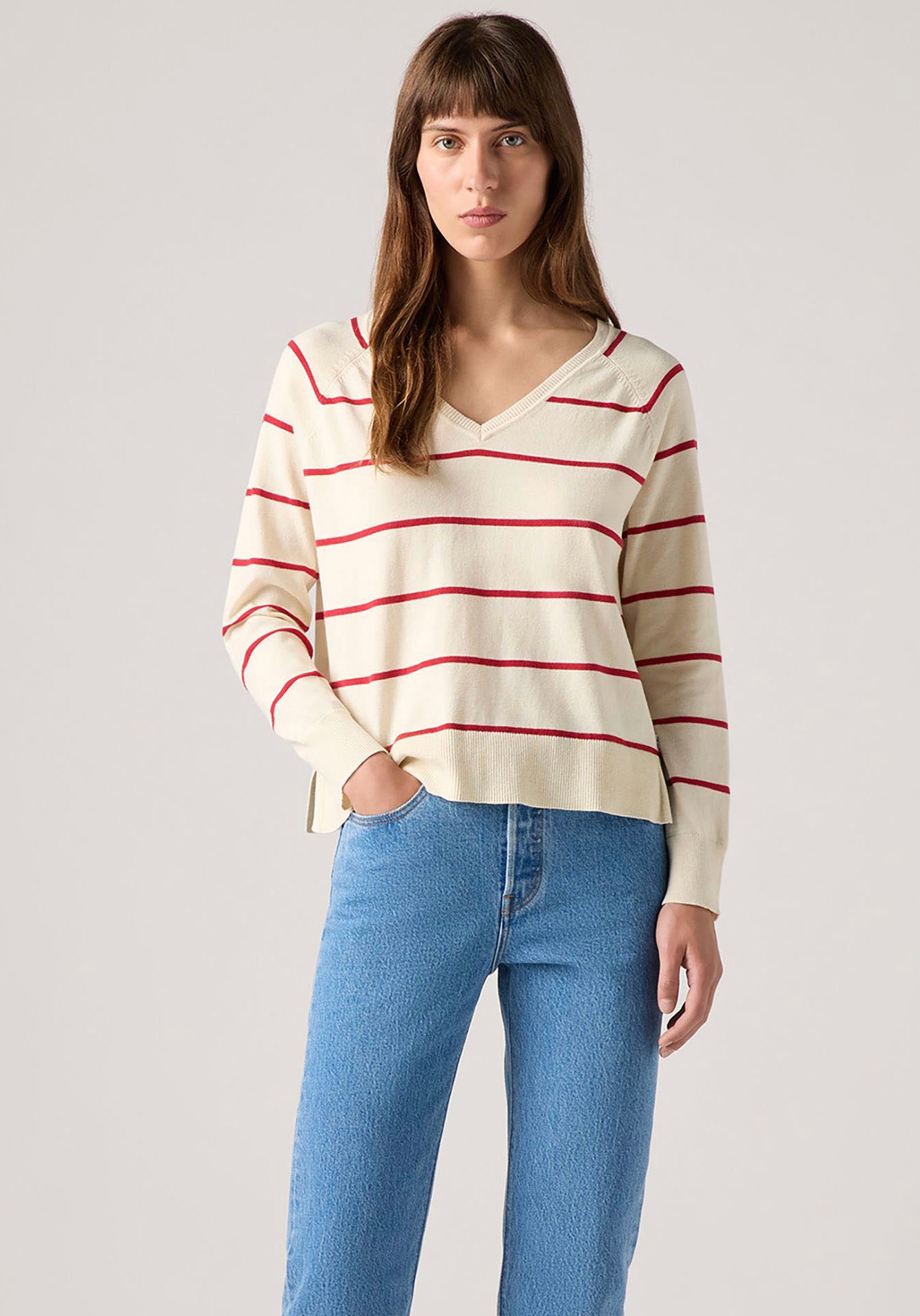 Levi's® Longpullover »PETAL VNECK SWEATER«, mit Rippbündchen