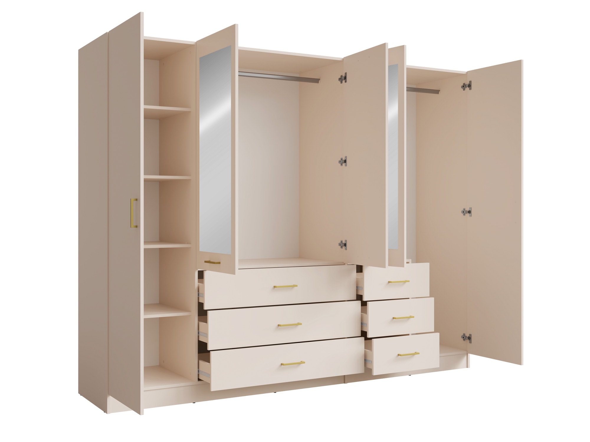 Home affaire Kleiderschrank »KOS Garderobe mit 6 Schubladen, Kleiderstange, 5 Einlegeböden, Spiegel«