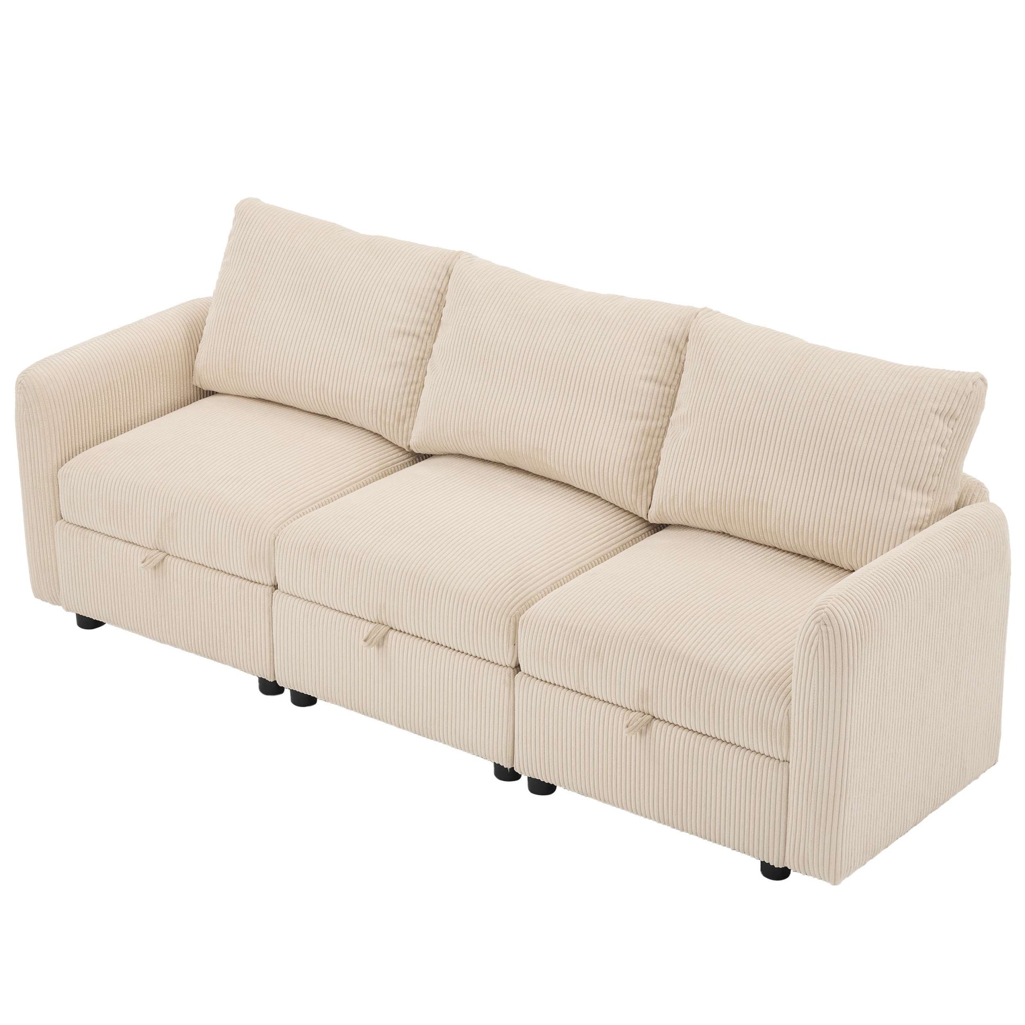 Dorel Home 3-Sitzer »STILHUS Modularsofa mit Stauraum, Breite 220 cm, Cord-Bezug« als Modul oder separat verwendbar - individuell kombinierbar