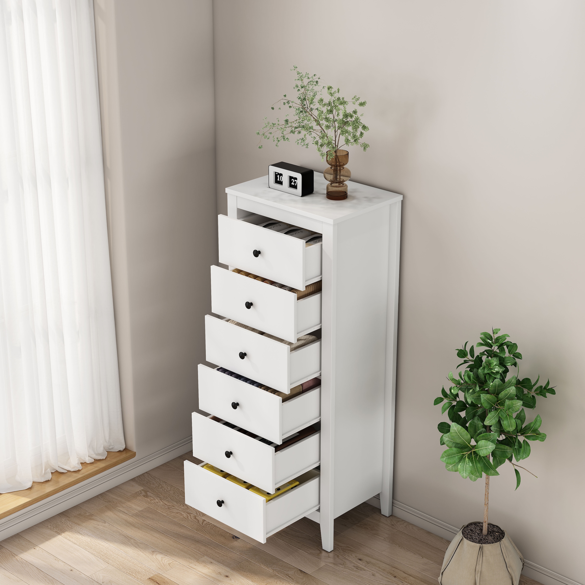 OTTO home Kombikommode »Borkum Sideboard Anrichte mit 6 Schubladen Landhaus weiß Bestseller« hochwertige Griffe aus Metall, 