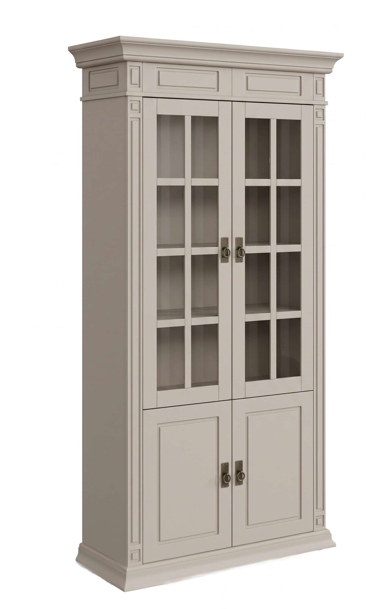 OTTO home Vitrine »Vinales, 4 Türen, 6 Fächer« B/T/H: 93/39/196 cm,  Messinggriffe im Jugendstil, viel Stauraum durch 6 Fächer
