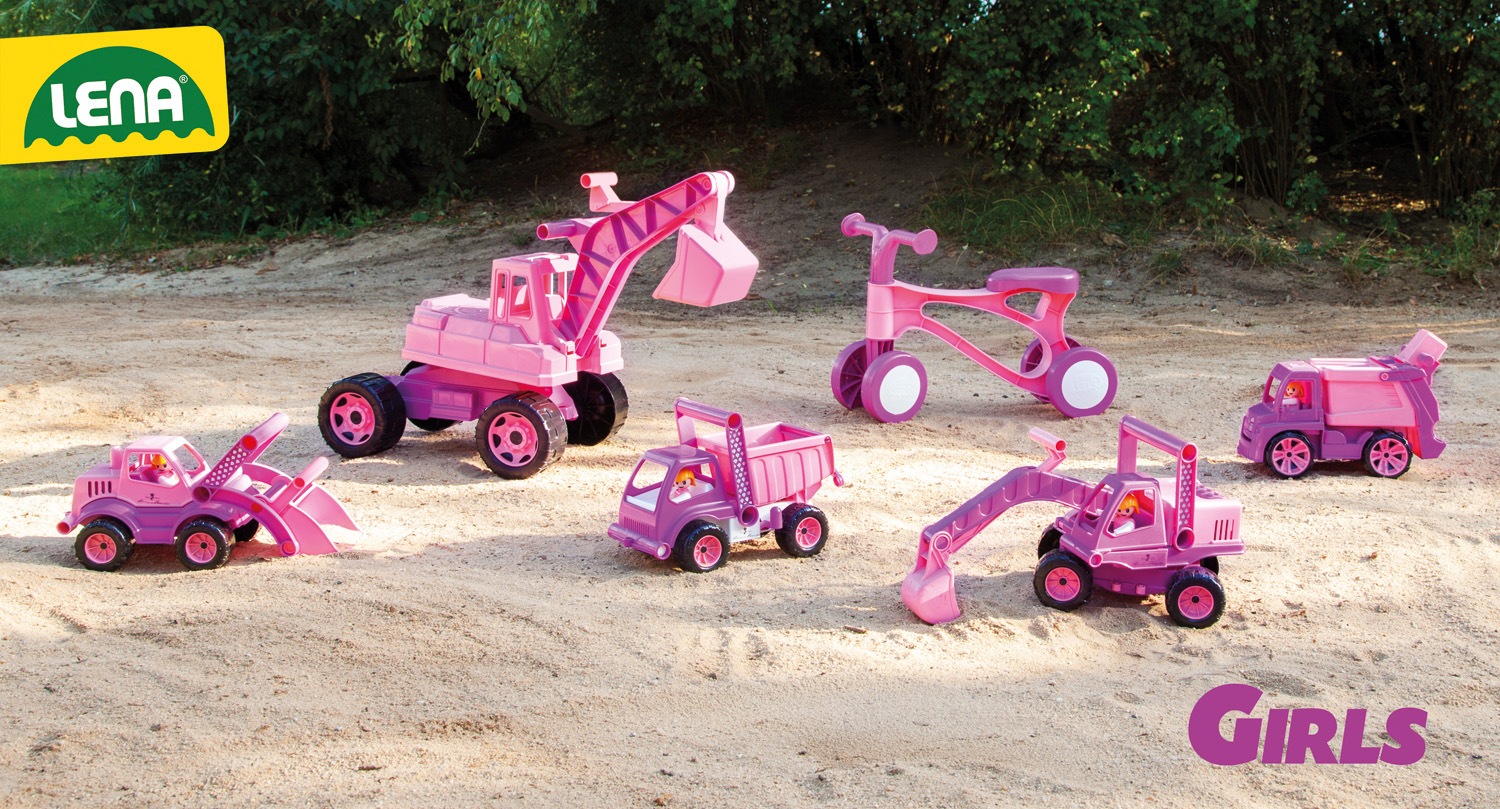 Lena® Spielzeug-Aufsitzbagger »Giga Trucks, rosa«, Made in Europe