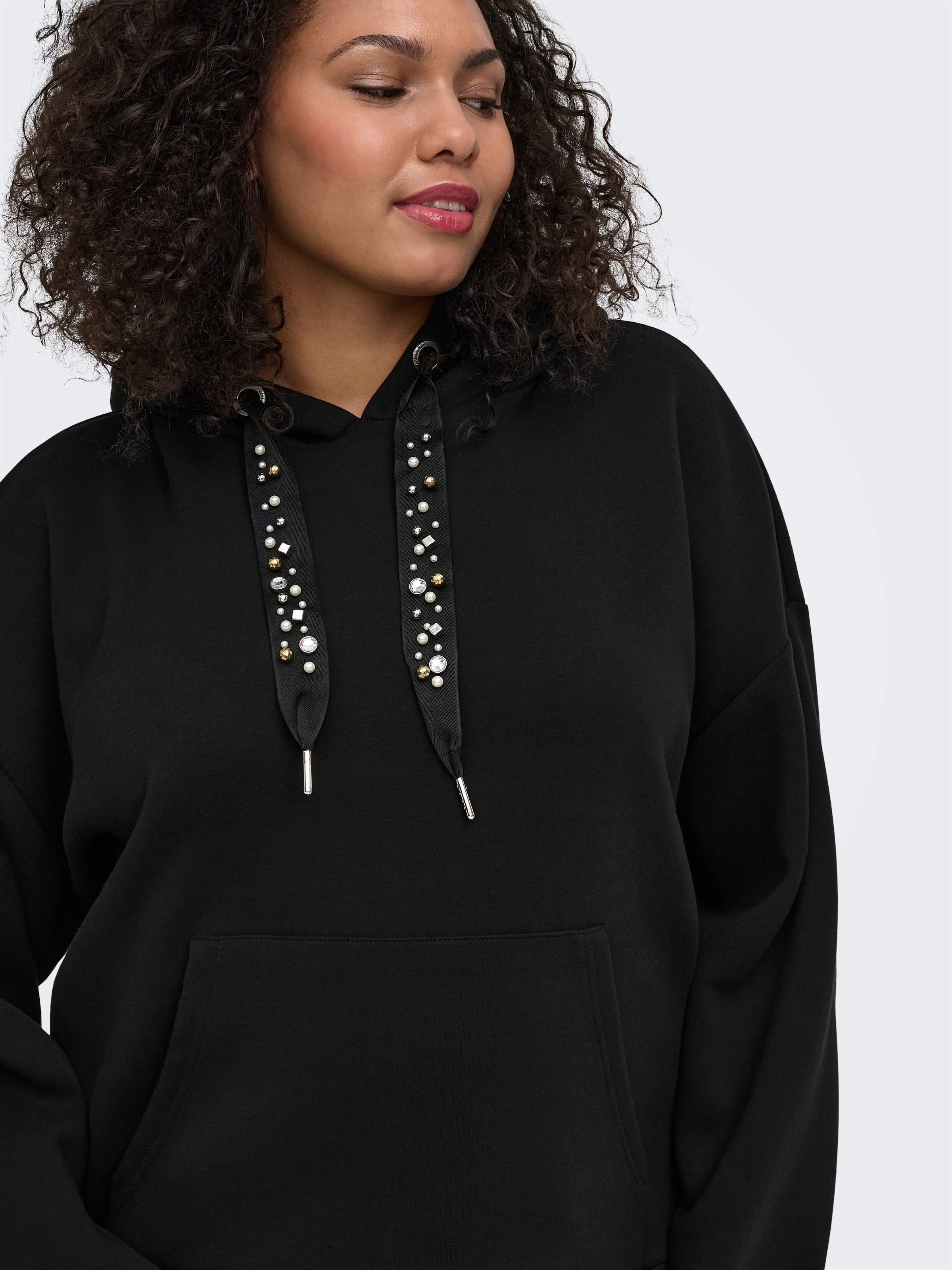 ONLY CARMAKOMA Kapuzensweatshirt »CARSCARLETT FANCY L/S SWT JRS«, Materialmix
