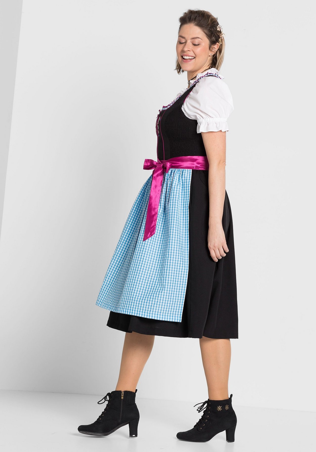 Sheego Dirndl »Dirndl mit Schürze und Bluse 3tlg.«, (mit Dirndlbluse), mit Schürze und Bluse 3tlg.