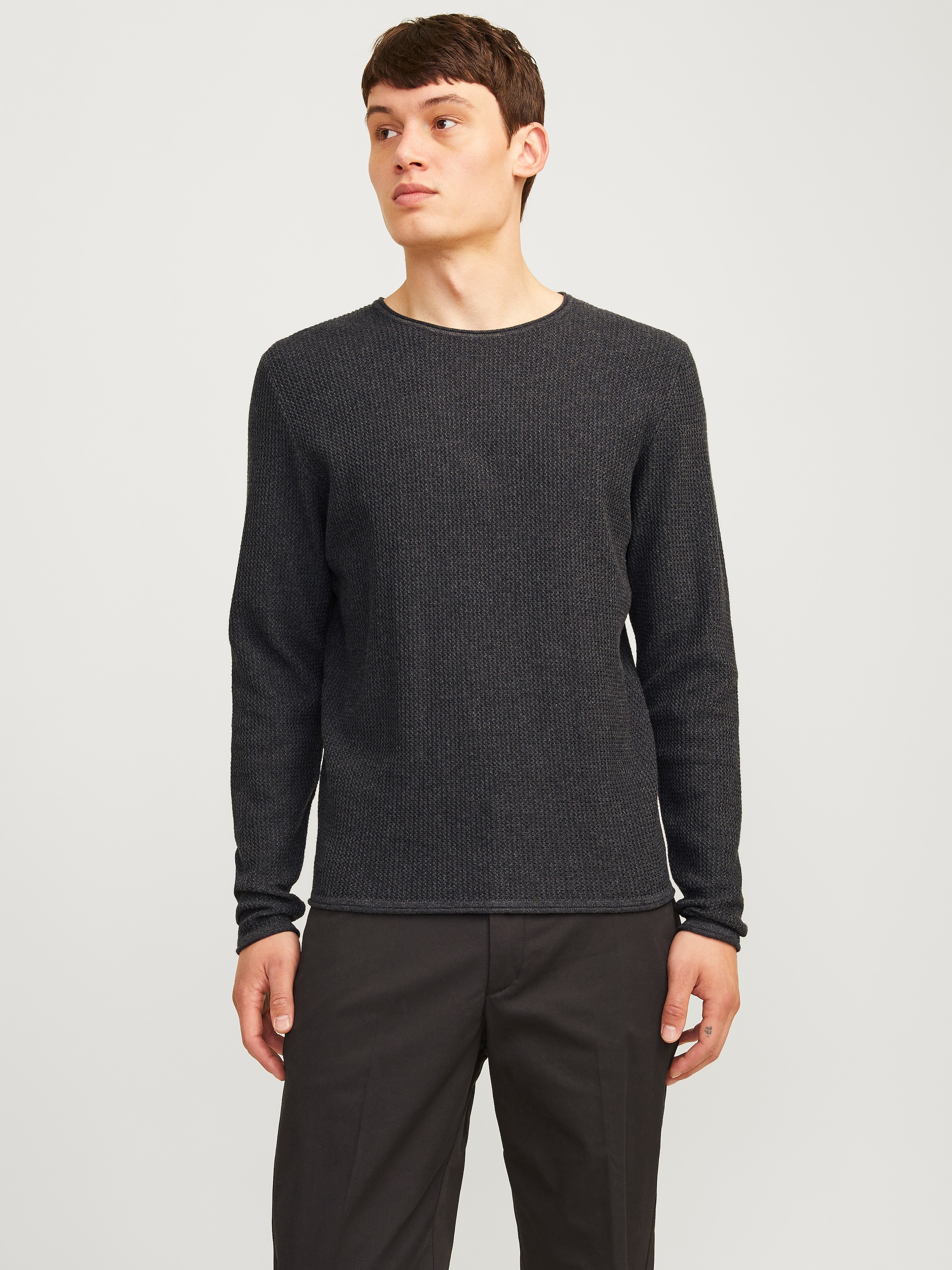 Jack & Jones Rundhalspullover »JJECOOPER KNIT CREW NECK NOOS«, in Strick Optik