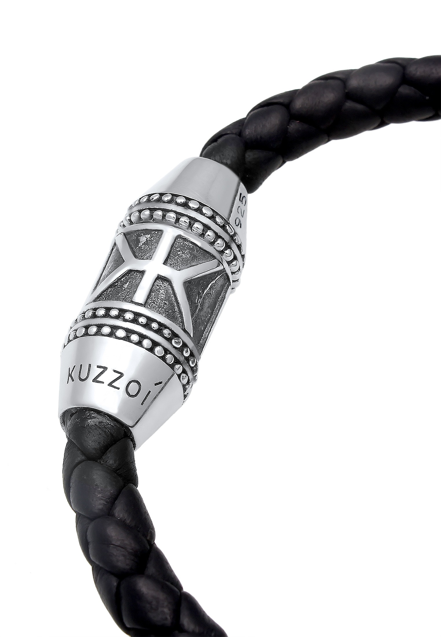 Kuzzoi Lederarmband »Armband Herren Leder Logo Magnet-Verschluß 925 Silber«