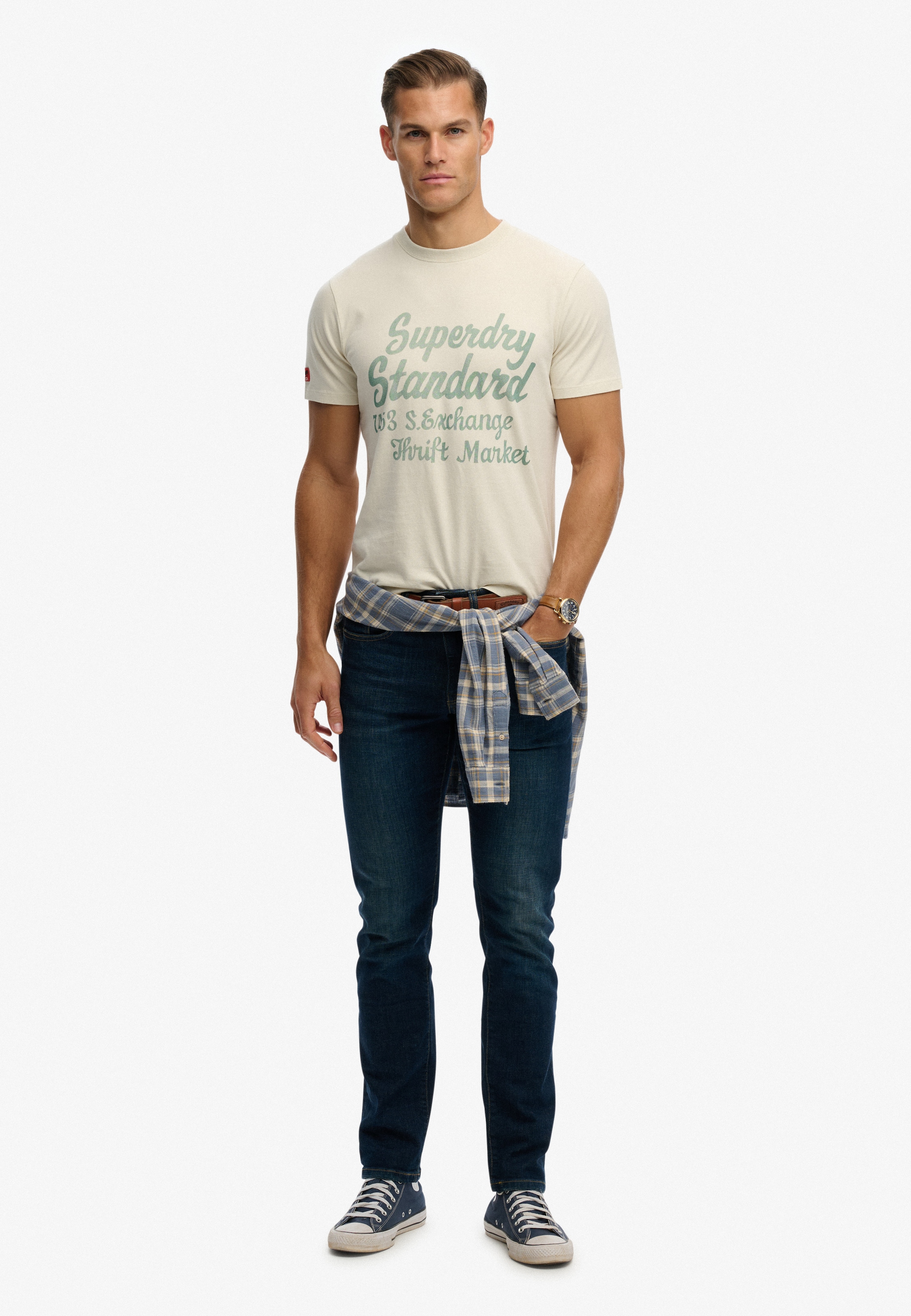 Superdry Rundhalsshirt »Industry Worker Relaxed Tee« aus Baumwolle und Single Jersey, Regular Fit, mit Druck, Kurzarm