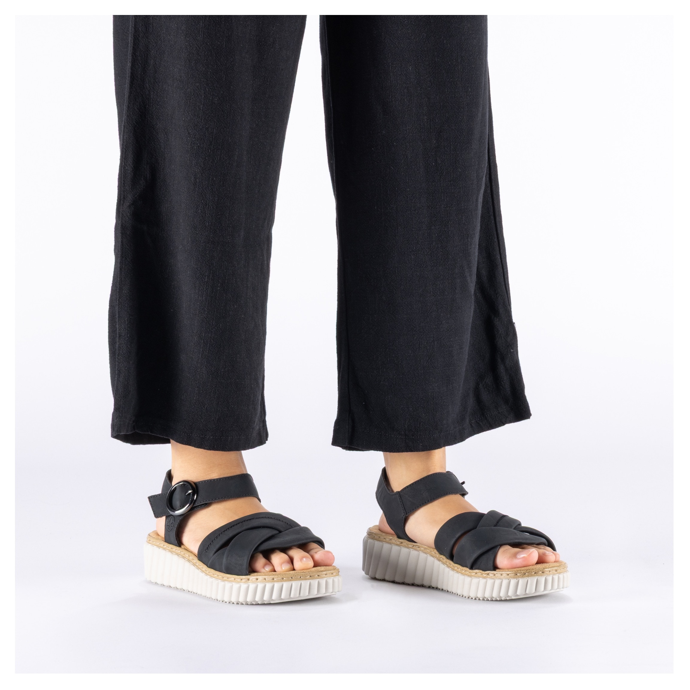 Rieker Keilsandalette  Klettschuh, Sommerschuh, Plateausandale mit Schmuckelemente