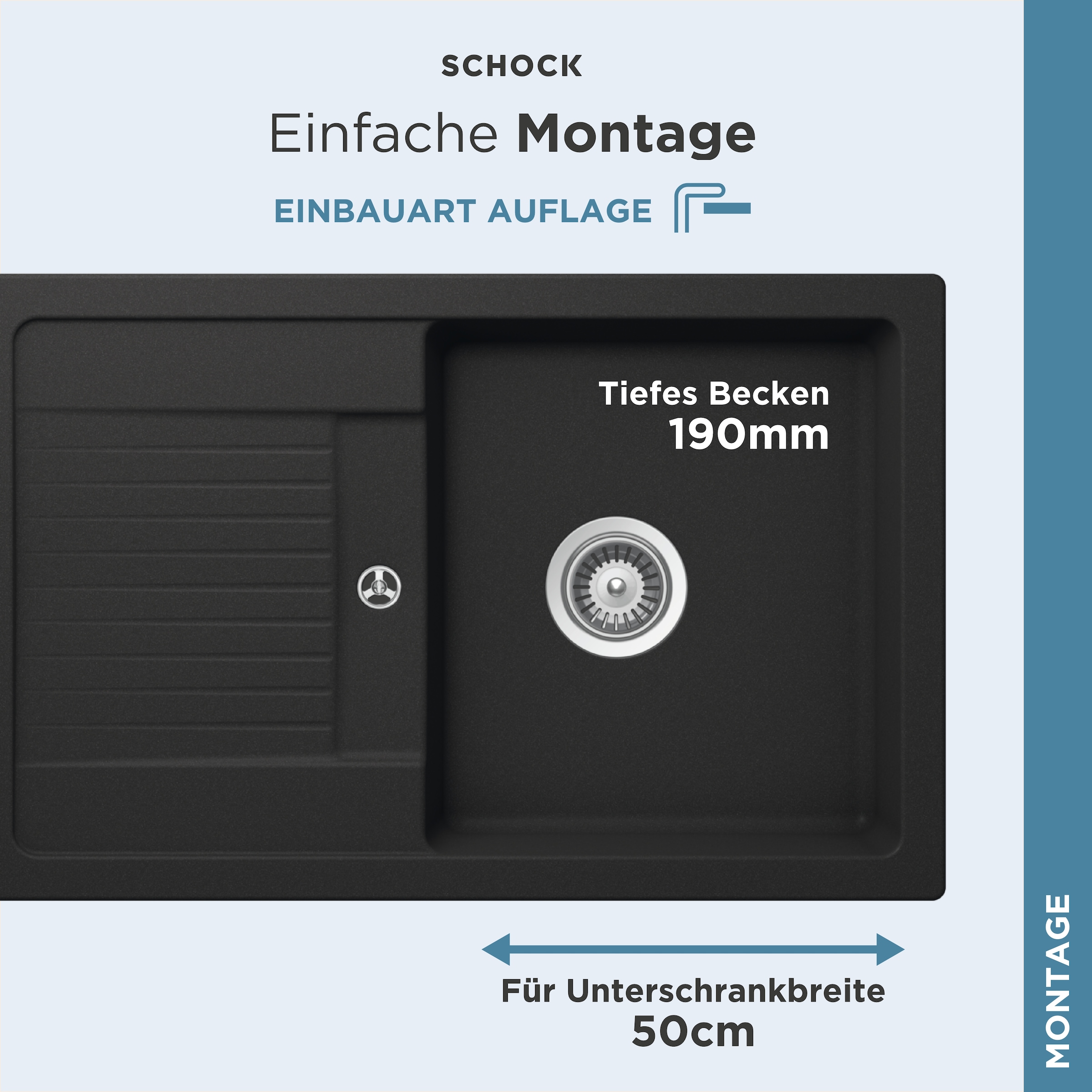 Schock Granitspüle »Lima D-100S« 78/50 cm, Auflagespüle