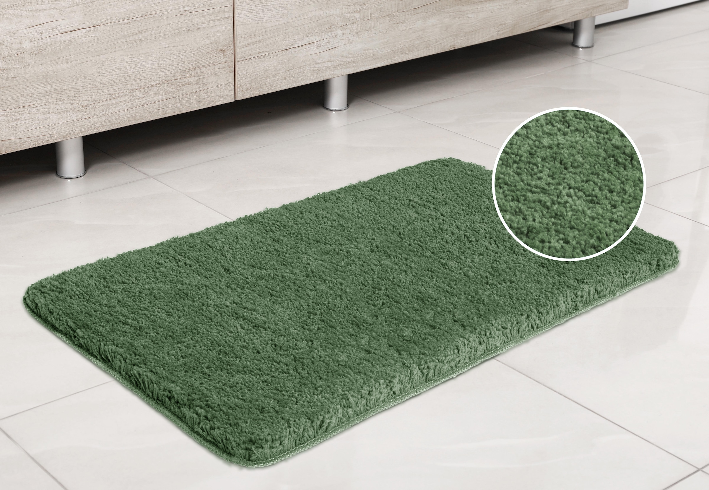 my home Badematte »Sanremo, Badvorleger, Badezimmer Teppich, sehr weich«, rutschhemmend beschichtet, fußbodenheizungsgeeignet-schnell trocknend, Badteppich, unifarben, rechteckig, rund & als 3-tlg. Set erhältlich