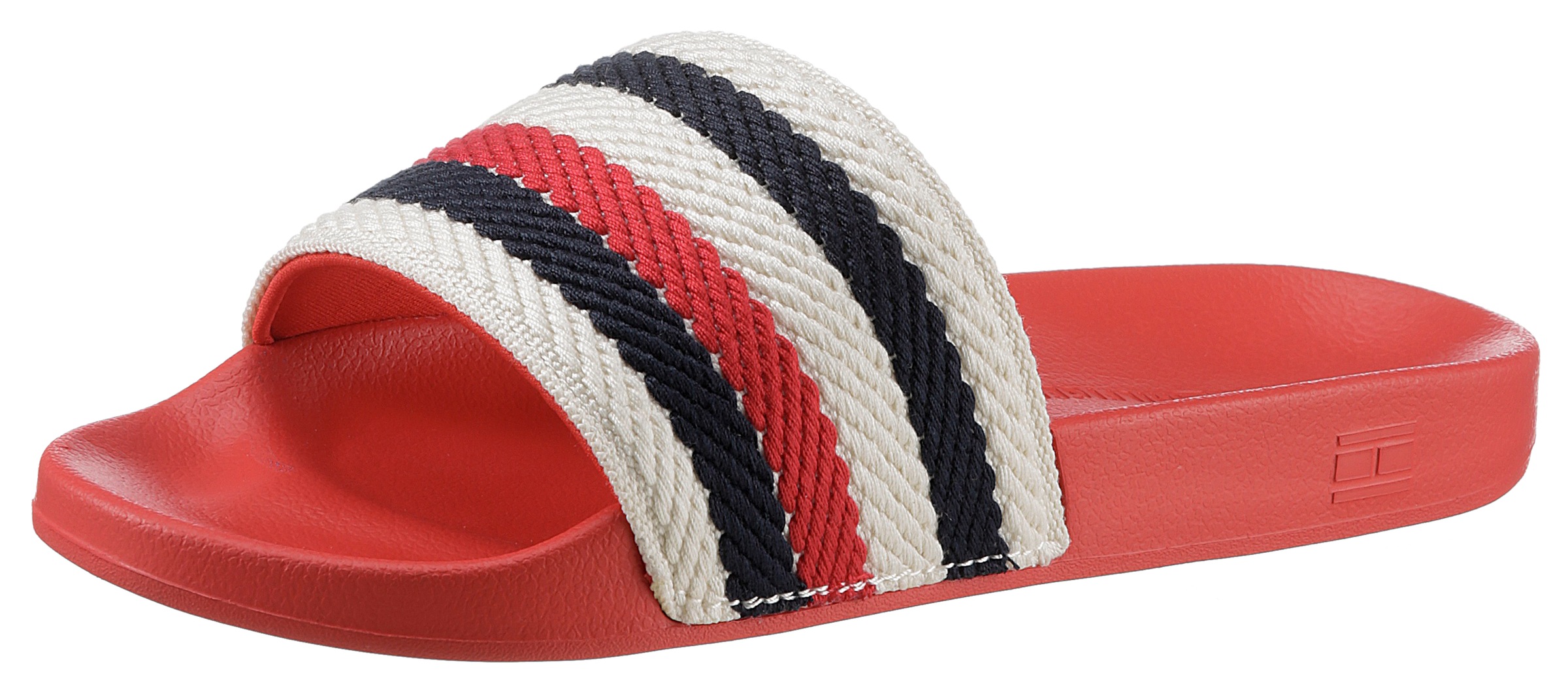 Badepantolette »TOMMY ESSENTIAL POOL SLIDE«, mit gestreifter Bandage