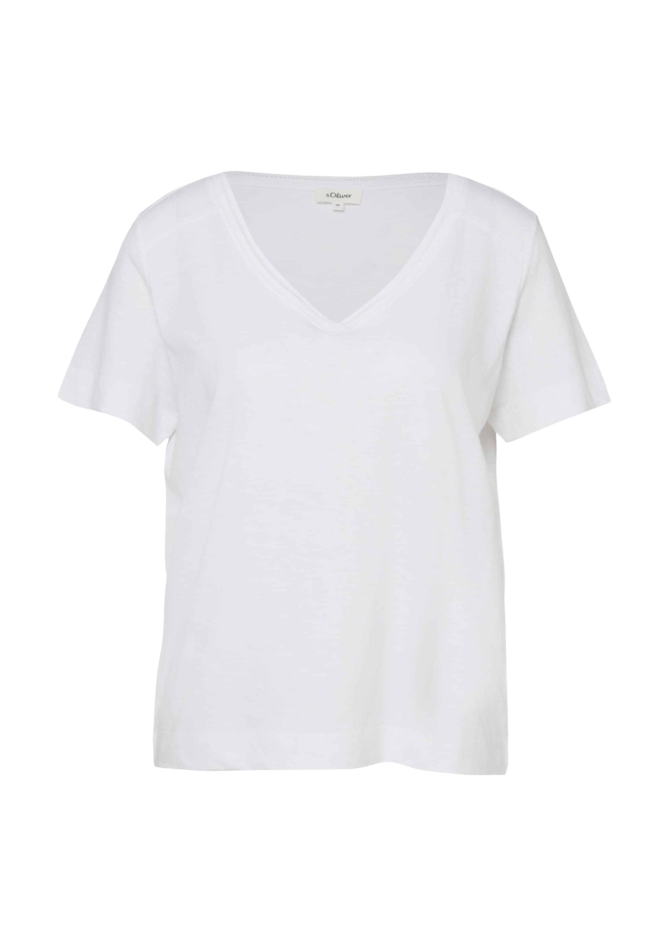 s.Oliver T-Shirt V-Ausschnitt mit Rippblende
