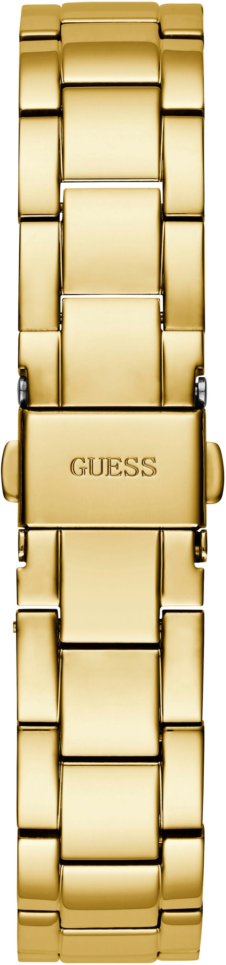 Guess Quarzuhr »OPALINE«, Armbanduhr, Damenuhr, Datum, Edelstahlarmband, farbige Kristallsteine