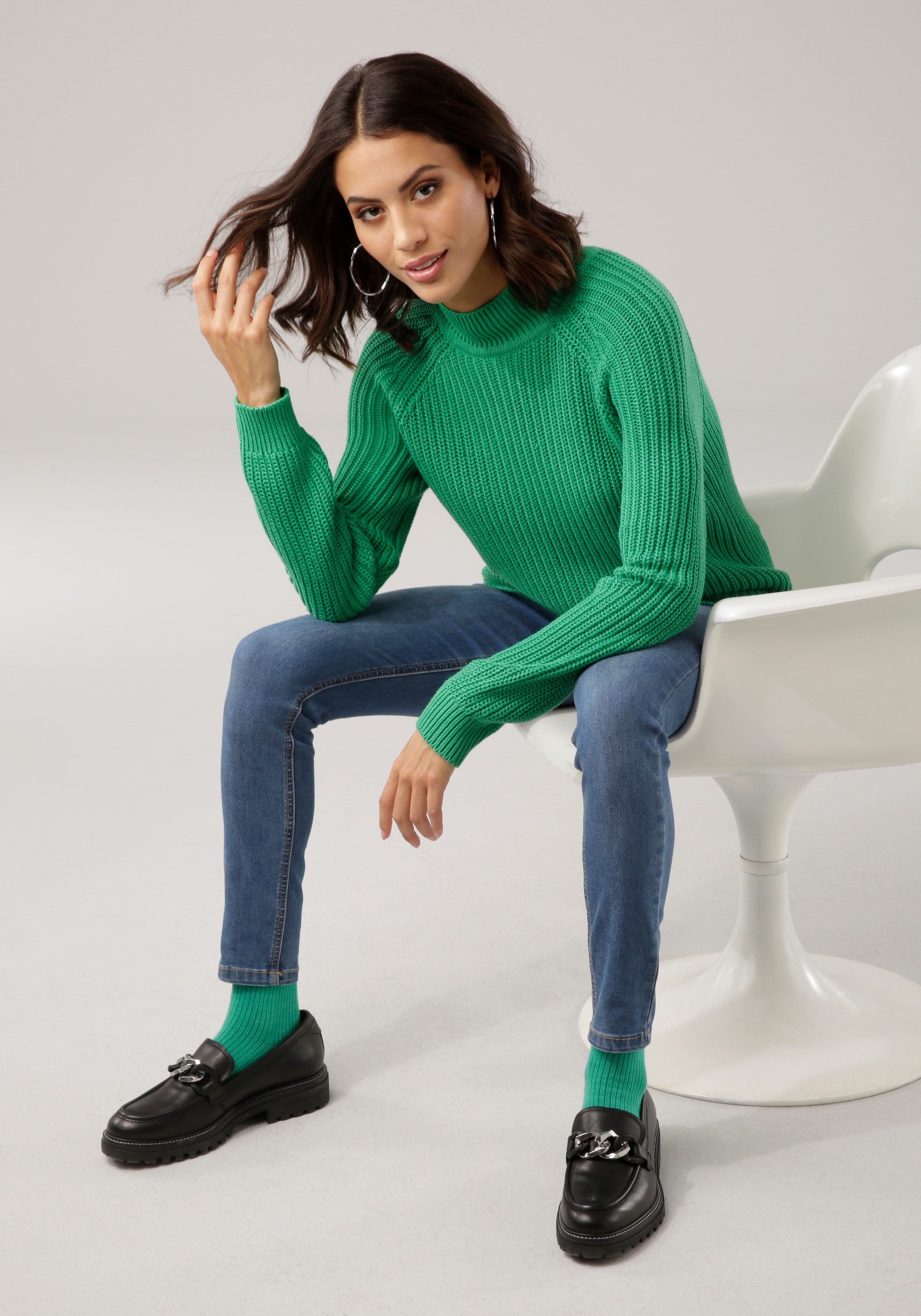 Laura Scott Strickpullover aus Grobstrick mit Stehkragen