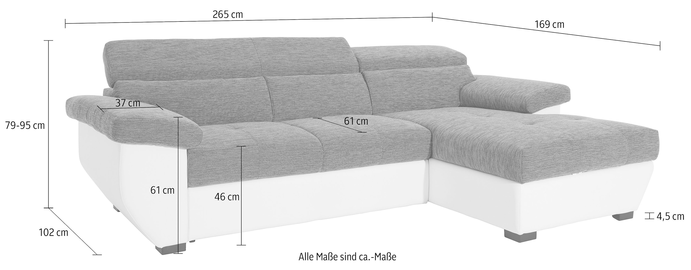 COTTA Ecksofa »Speedway L-Form«, inklusive Kopfteilverstellung, wahlweise mit Bettfunktion + Bettkasten