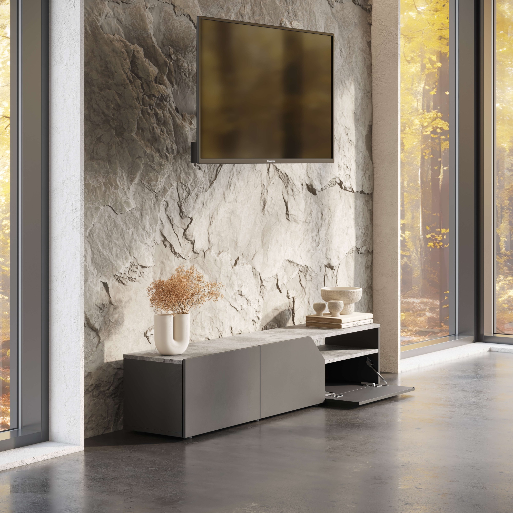 TemaHome TV-Bank »Verone TV Tisch, platsparendes Design, Lowboard,«, praktische Türen, offenes Fach, Breite 180 cm