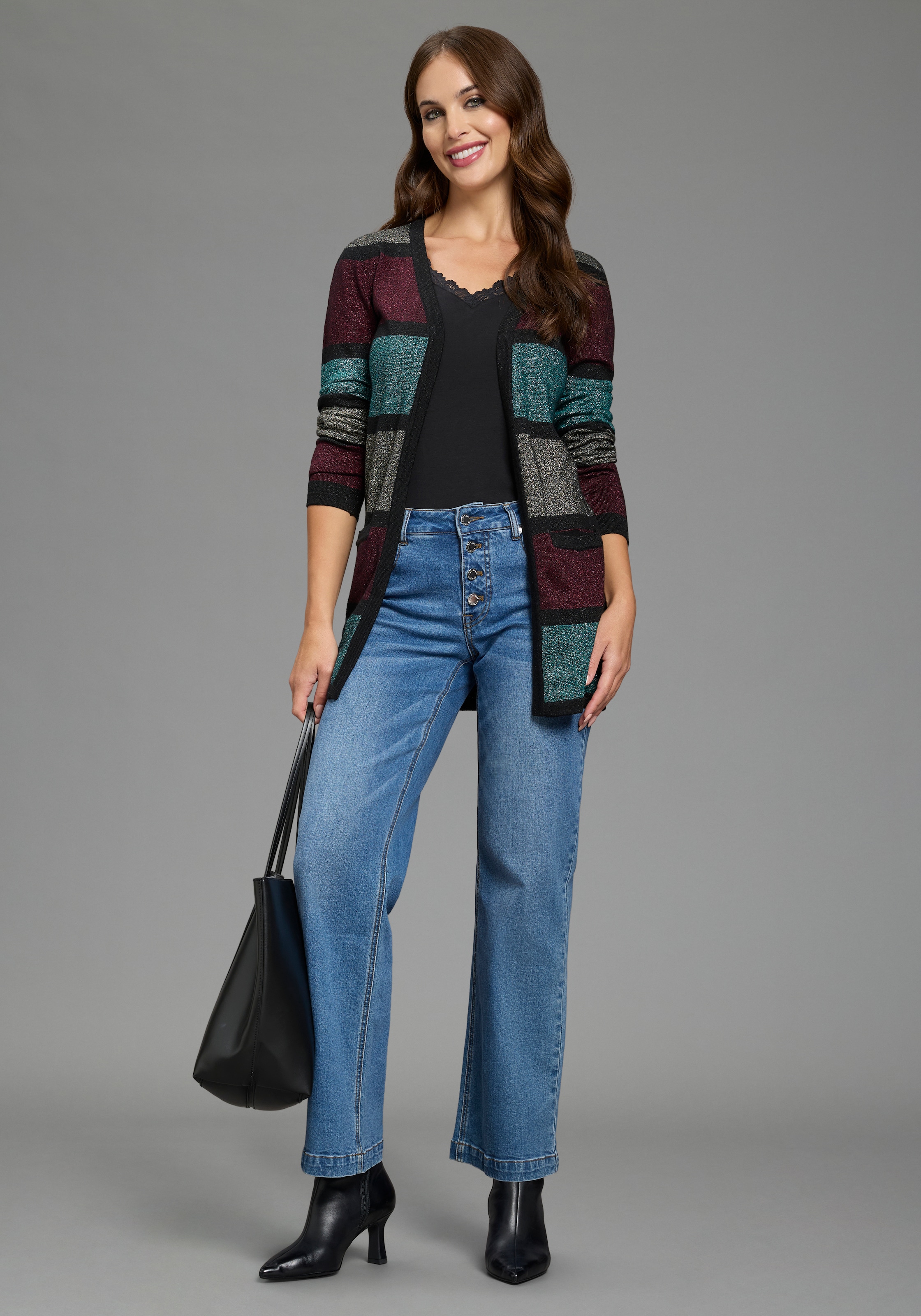 Melrose Longstrickjacke aus weichem Glitzergarn