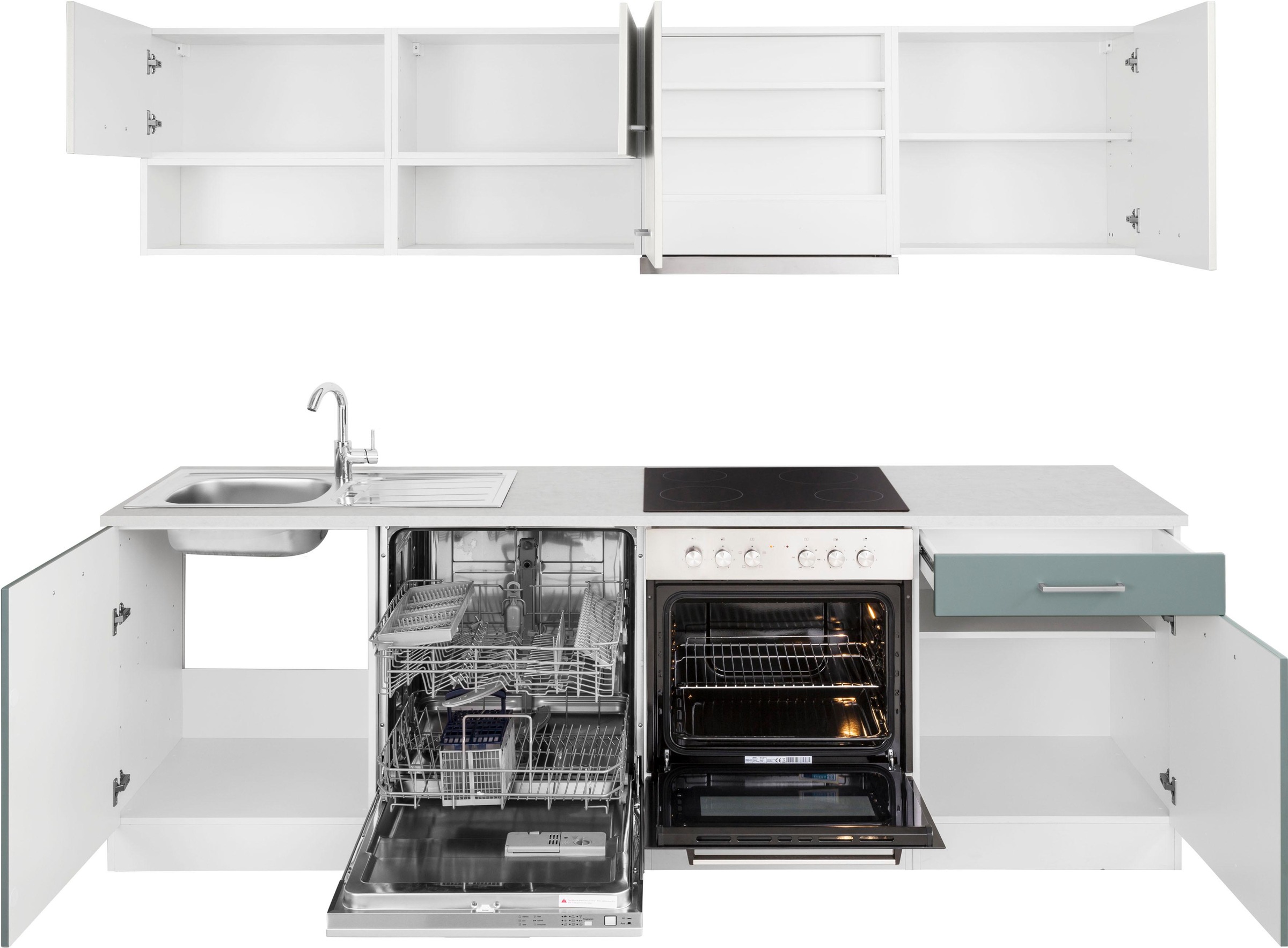 HELD MÖBEL Küchenzeile »Visby«, E-Geräten, mit Geschirrspülmaschine Breite Raten auf bestellen inkl. cm 240