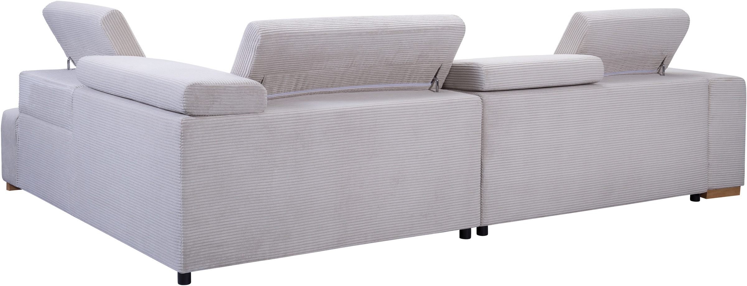 exxpo - sofa fashion Ecksofa »Elianos, hoher Sitzkomfort, aufwendige Kreuzsteppung im Sitz, L-Form«, Kopfteile & Sitztiefe verstellbar, ohne Bettfunktion, Cord, beige