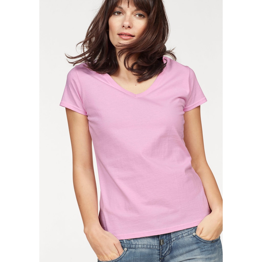 Fruit of the Loom V-Shirt »Lady-Fit Valueweight V-Neck«, (Packung, 2 tlg., 2er-Pack)