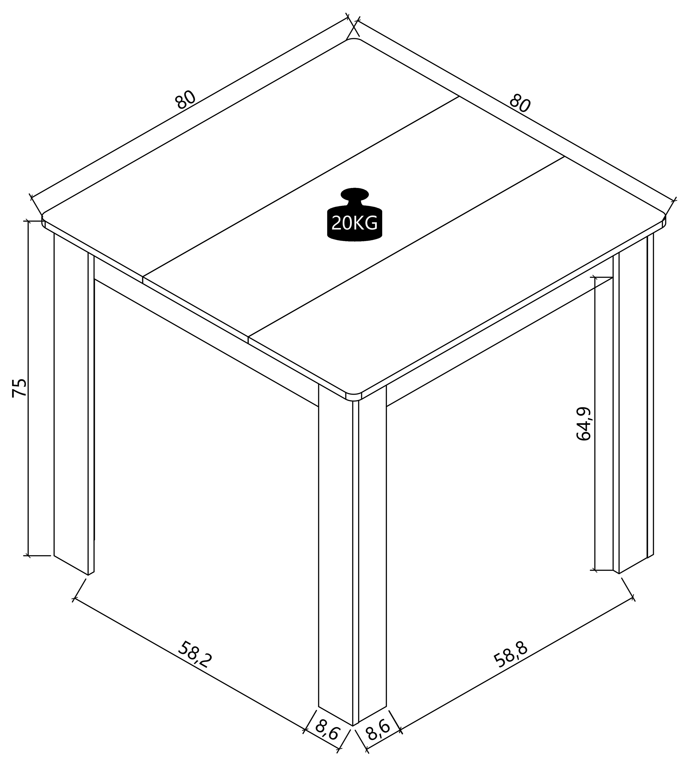 VCM Esstisch »Esstisch Küchentisch B. 80 x T. 80 cm Disalo« 1 Stk. tlg.