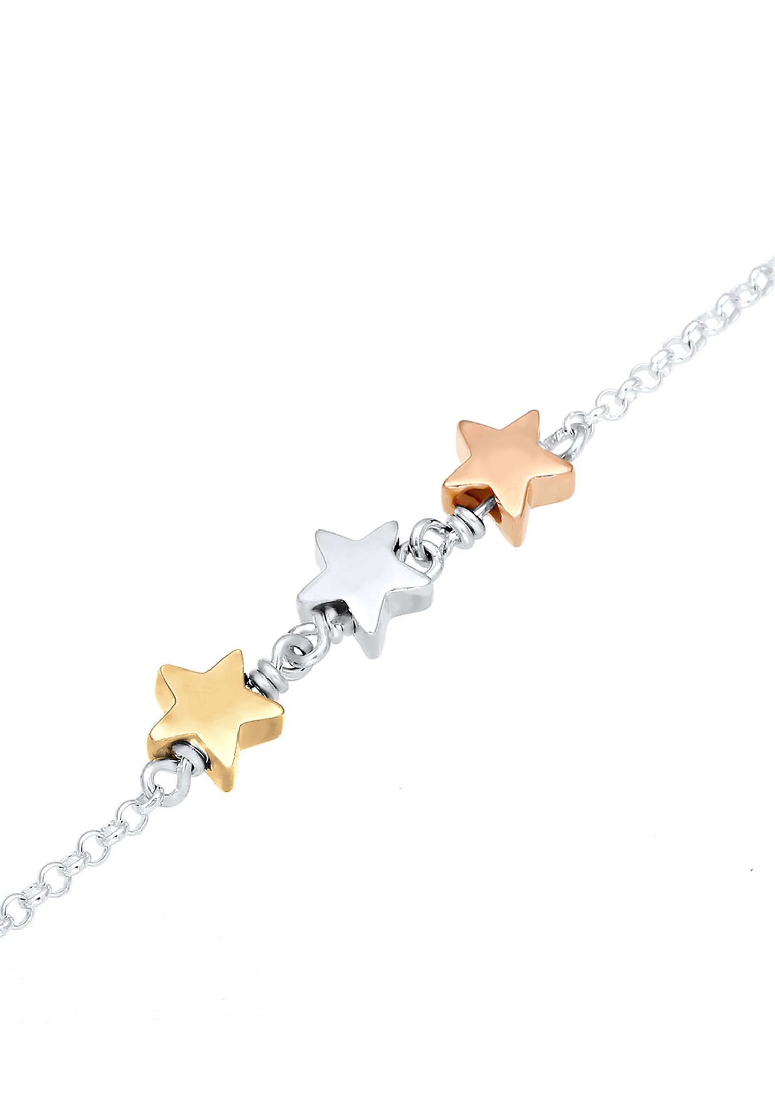 Elli Armkette »Armband Sterne Star Astro Tri-Color 925 Sterling Silber«